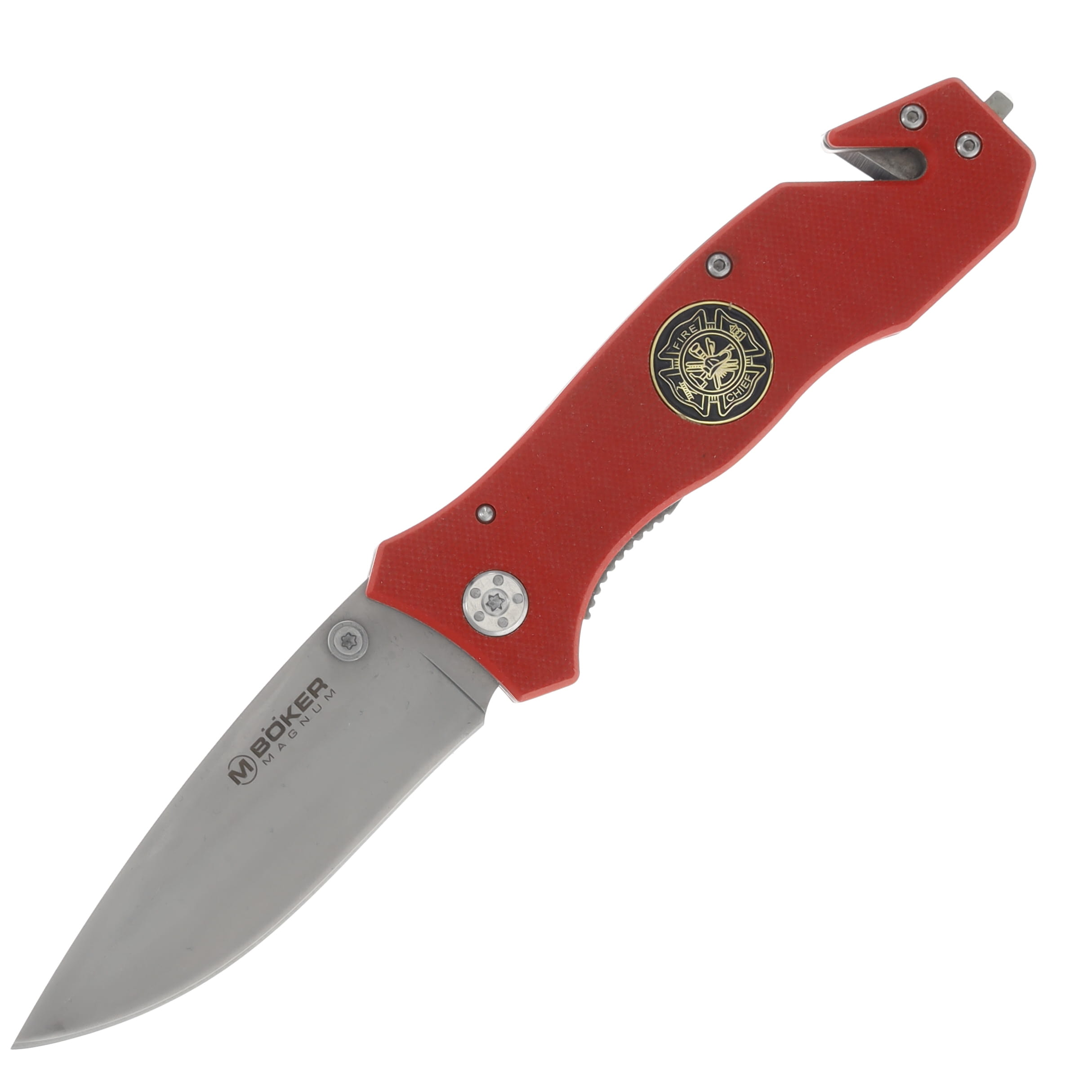 Boker Magnum Fire Brigade Folding Knife 3.35in Satin Drop Point Blade BKMB366 View 1