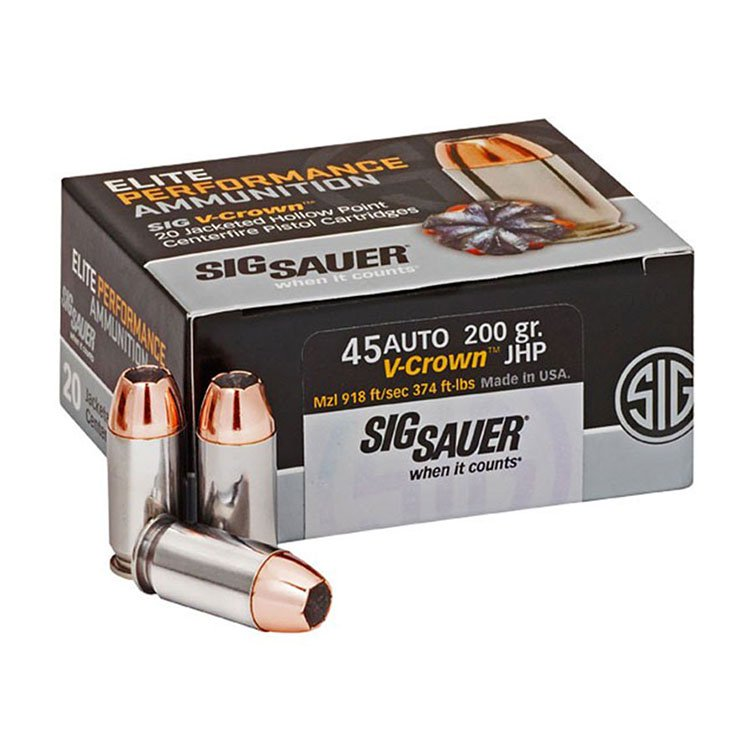 Sig Sauer Elite Performance 45 ACP Ammunition 200 Grain JHP 20 Rounds E45AP1 View 1