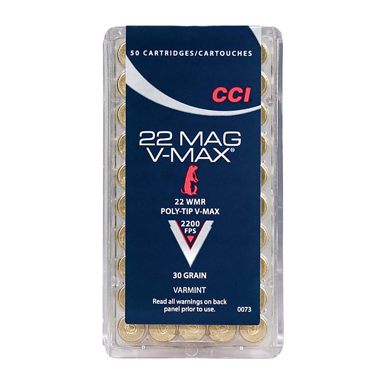 CCI V-Max .22 WMR 30gr Hornady Polymer Tip Brass 50-round Box 0073 View 1