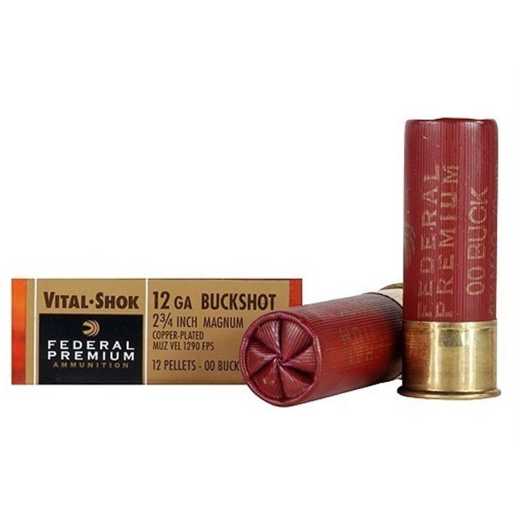 Federal Premium Vital-Shok 12 Gauge 2.75in 12 Pellets 00 Buck 5 Rounds Copper Plated Buckshot P15600 View 1
