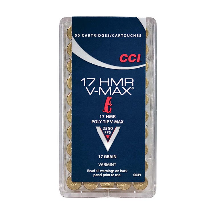 CCI V-Max 17 Hornady Magnum Rimfire Ammunition 17 Grain Brass V-Max PT 0049 View 1