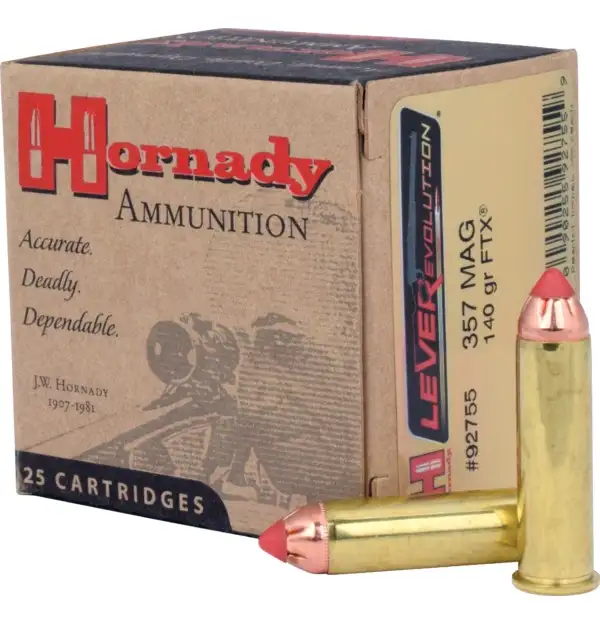 Hornady LEVERevolution .357 Mag 140gr FTX Polymer Tip Brass 25 Rds 92755 View 1