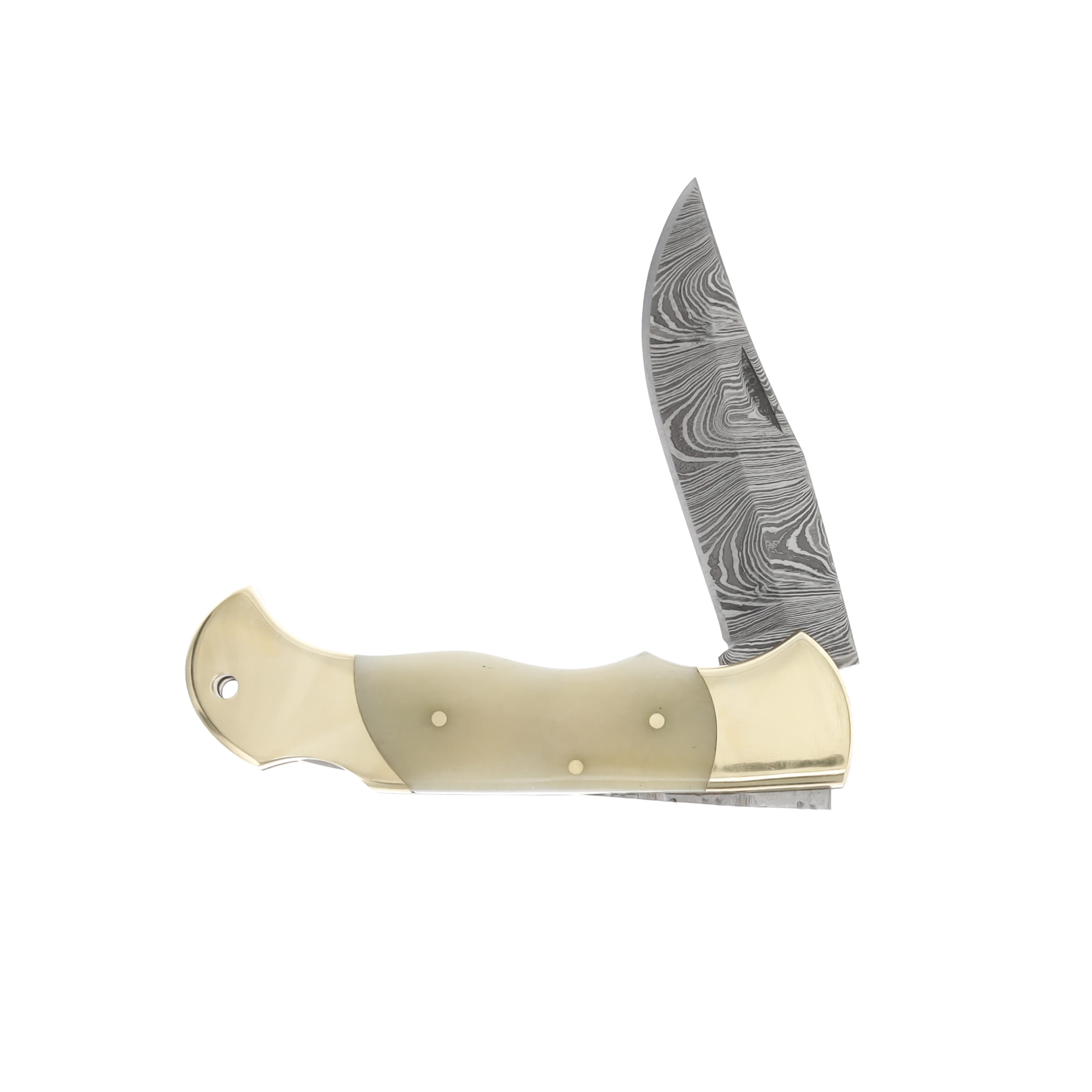 Szco Curved Bolster Folding Knife Natural Bone DM1162BO View 3