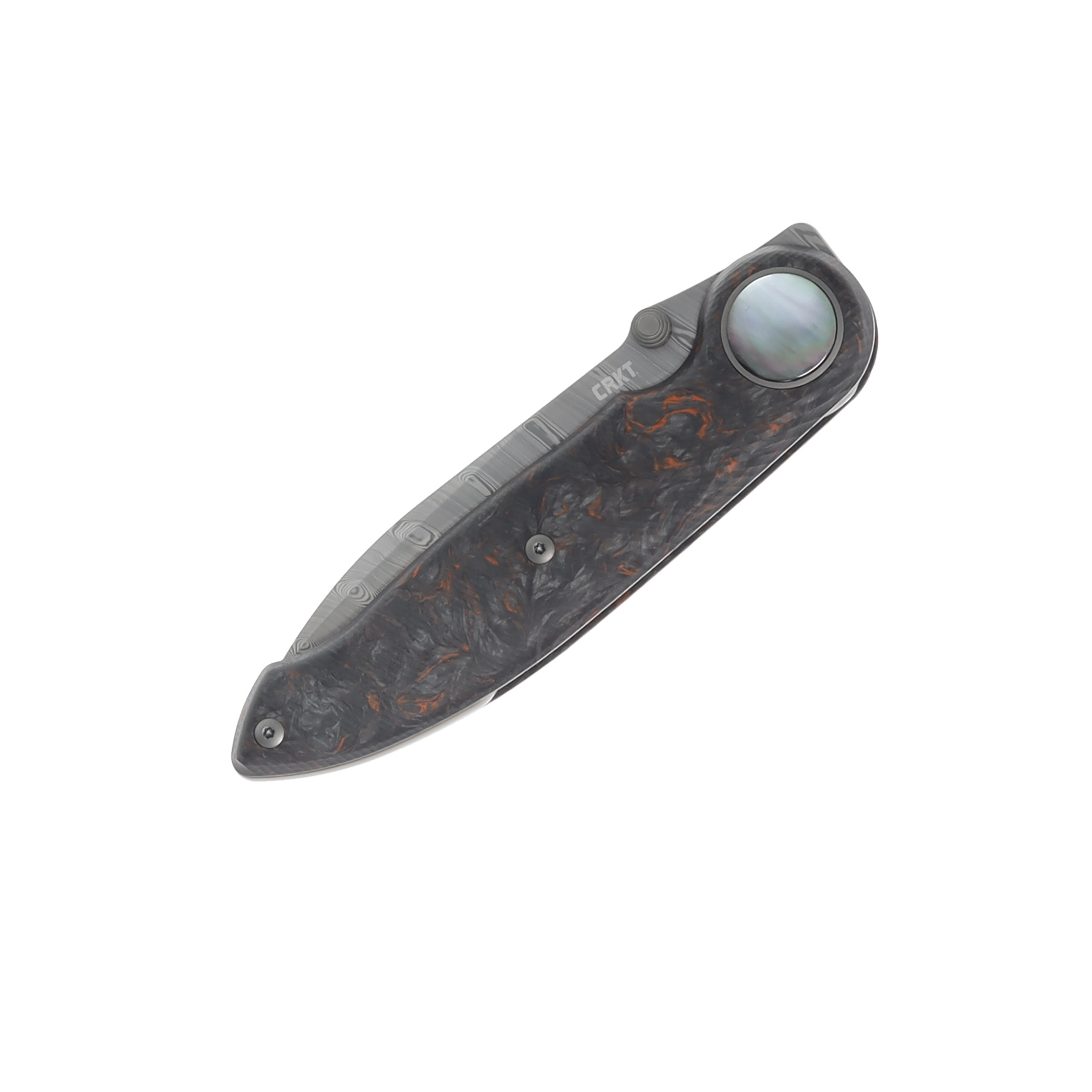 CRKT Pursue Linerlock Folding Knife Super Dense Twist Damasteel/Dark Matter FatCarbon CR4011 View 5