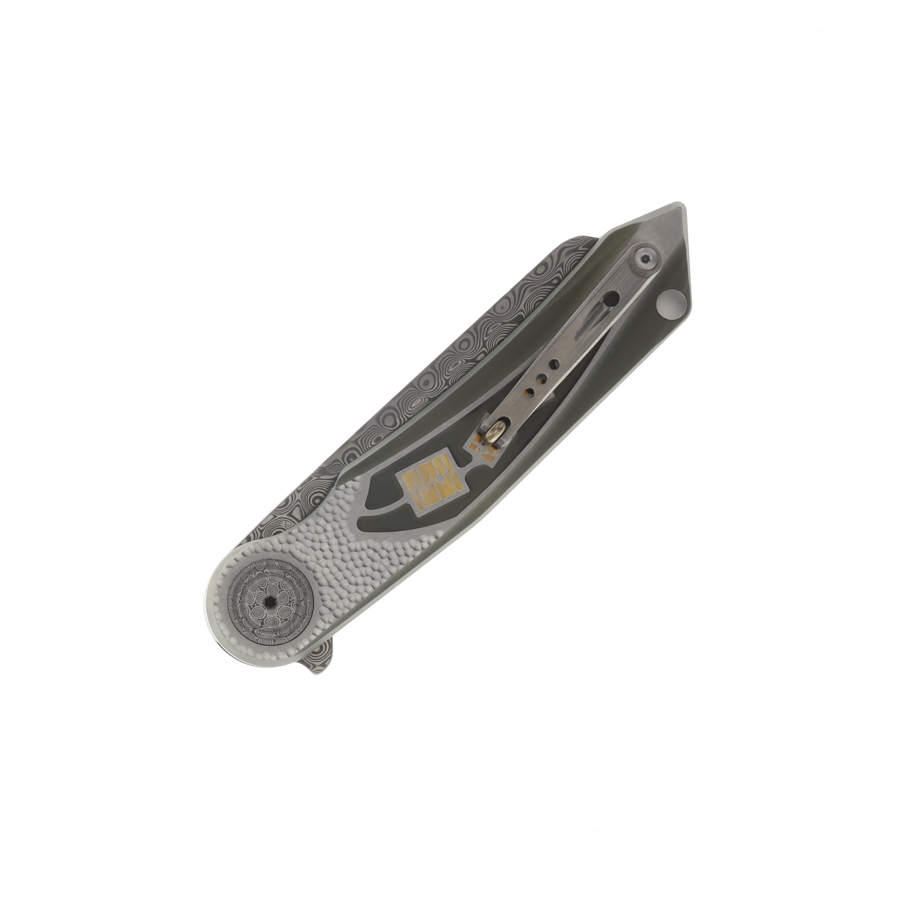 CRKT Fortuitous Folding Knife Titanium 3.51 Inch Damasteel Wharncliffe CR4015 View 2