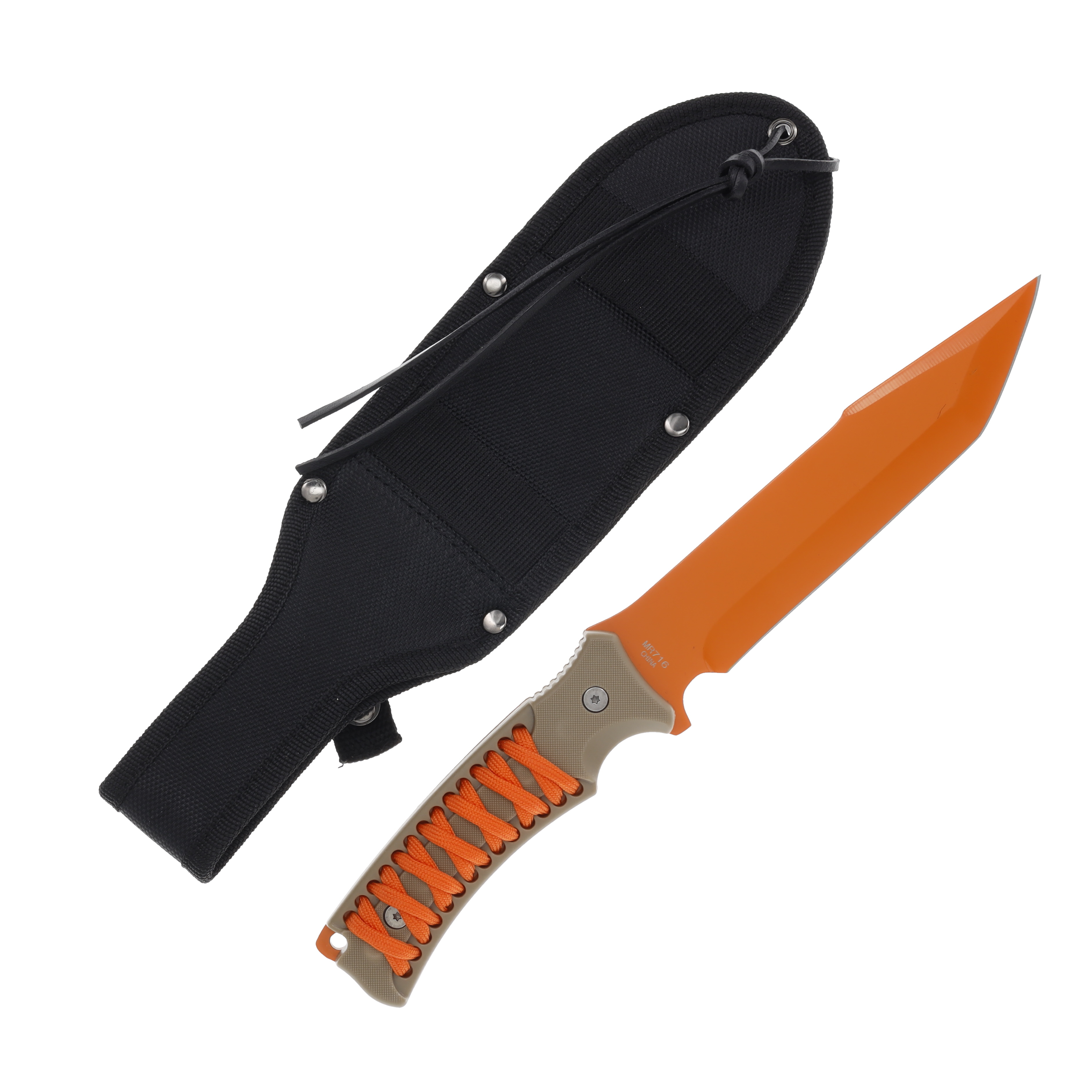 Marbles Orange Cord Wrapped Fixed Blade MR716 View 2