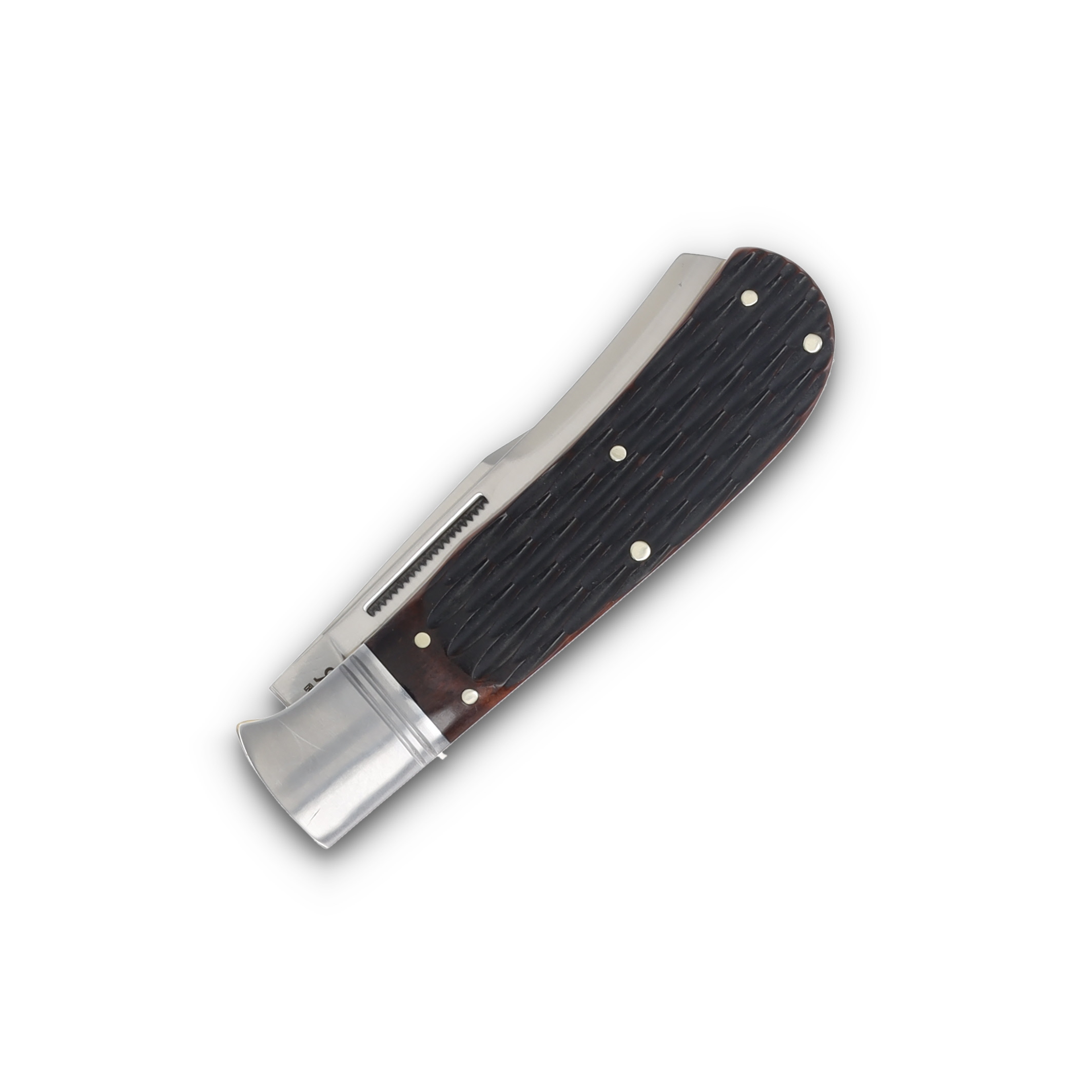 Rough Ryder Reserve Finger Grooved Brown Bone Big Belly Trapper Folding Knife RRR042 View 4