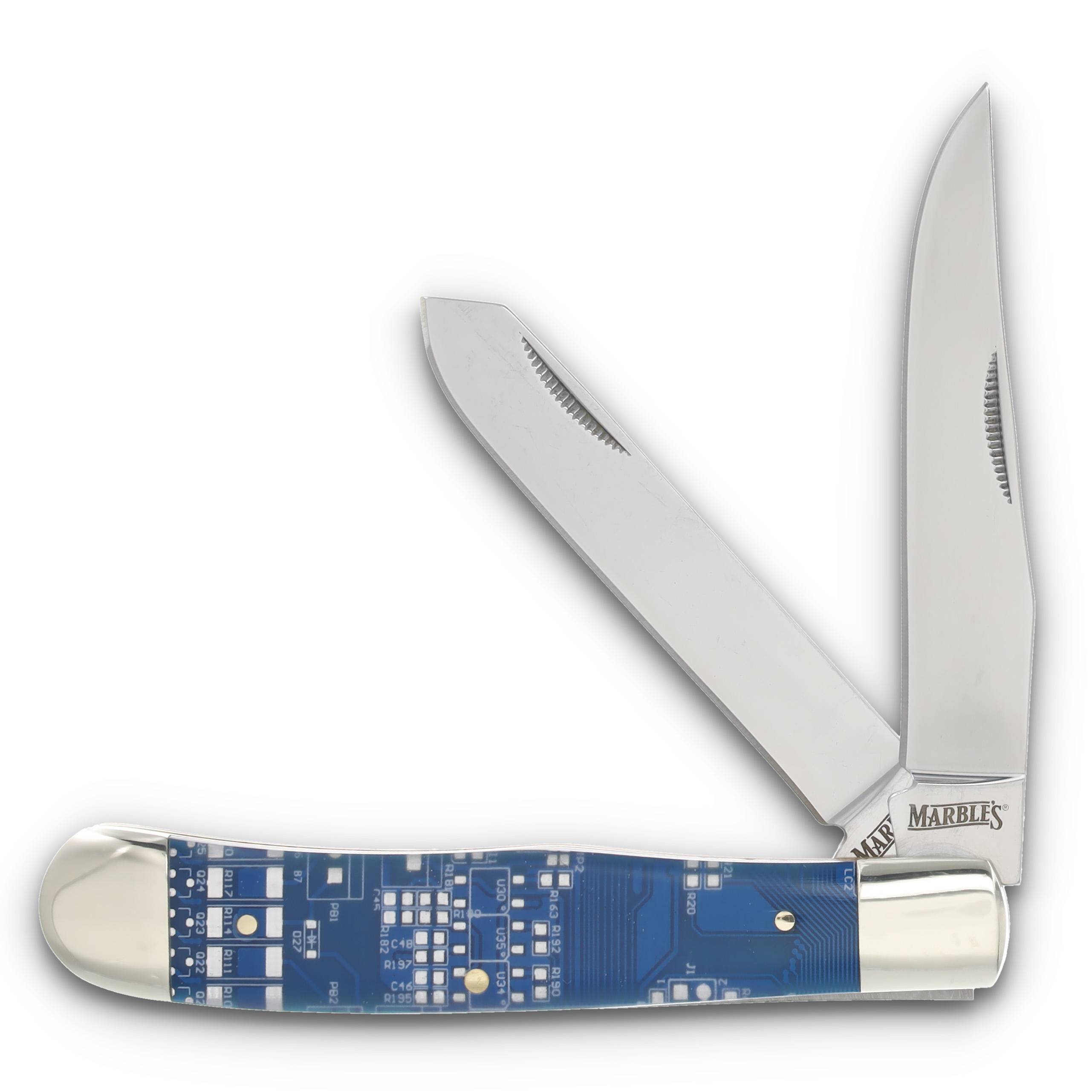 Marble's Geek Trapper Blue Computer Circuit Board Resin Folding