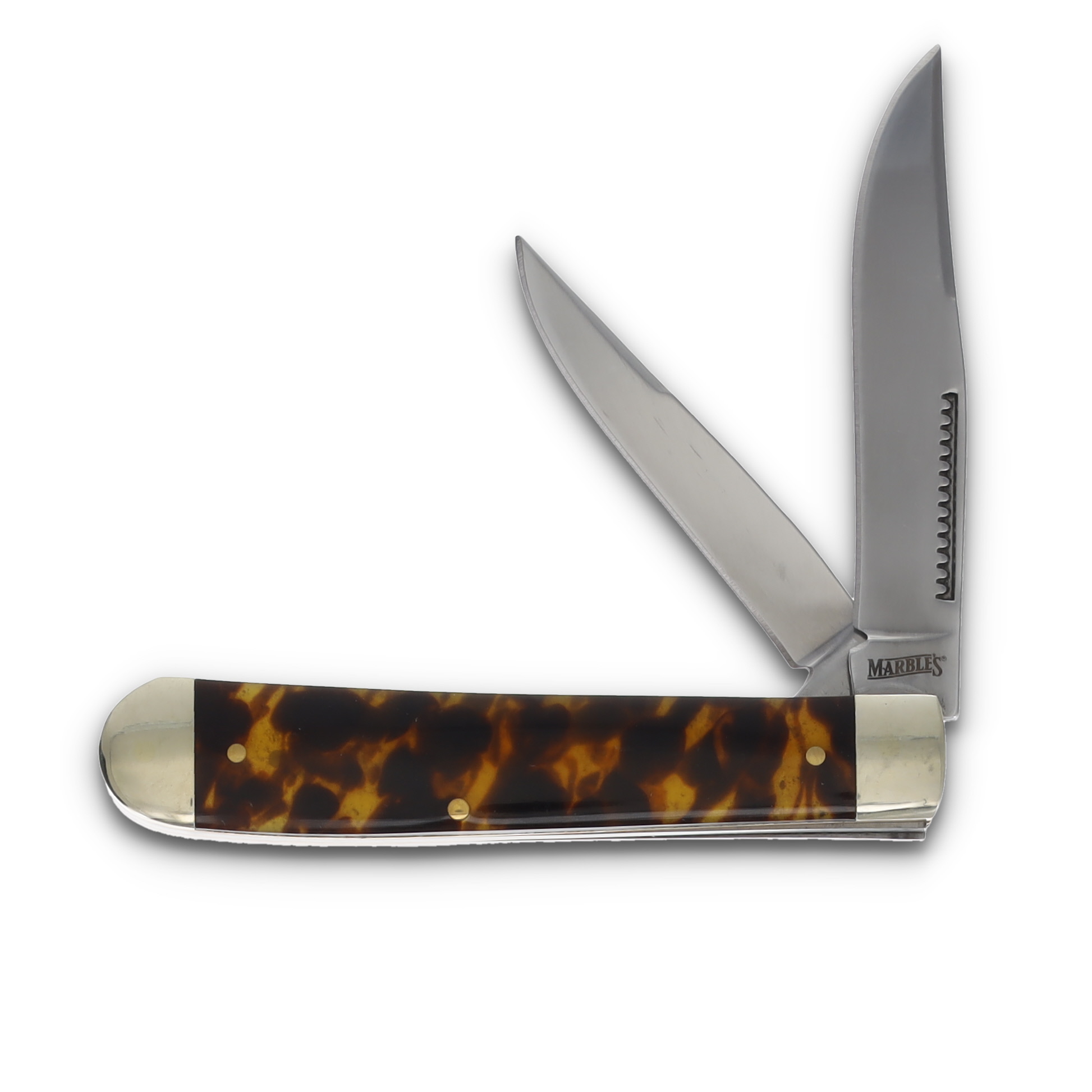 Marble's Two-Blade Trapper Jack Folding Knife Synthetic Tortoise Shell MR719 View 1