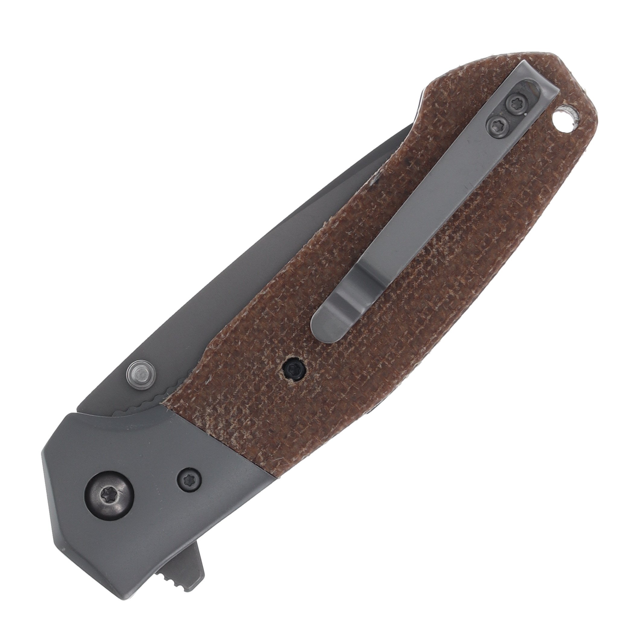 Blackjack Linerlock Folding Knife Brown 3.5in Plain Gray Drop Point BCB157 View 2
