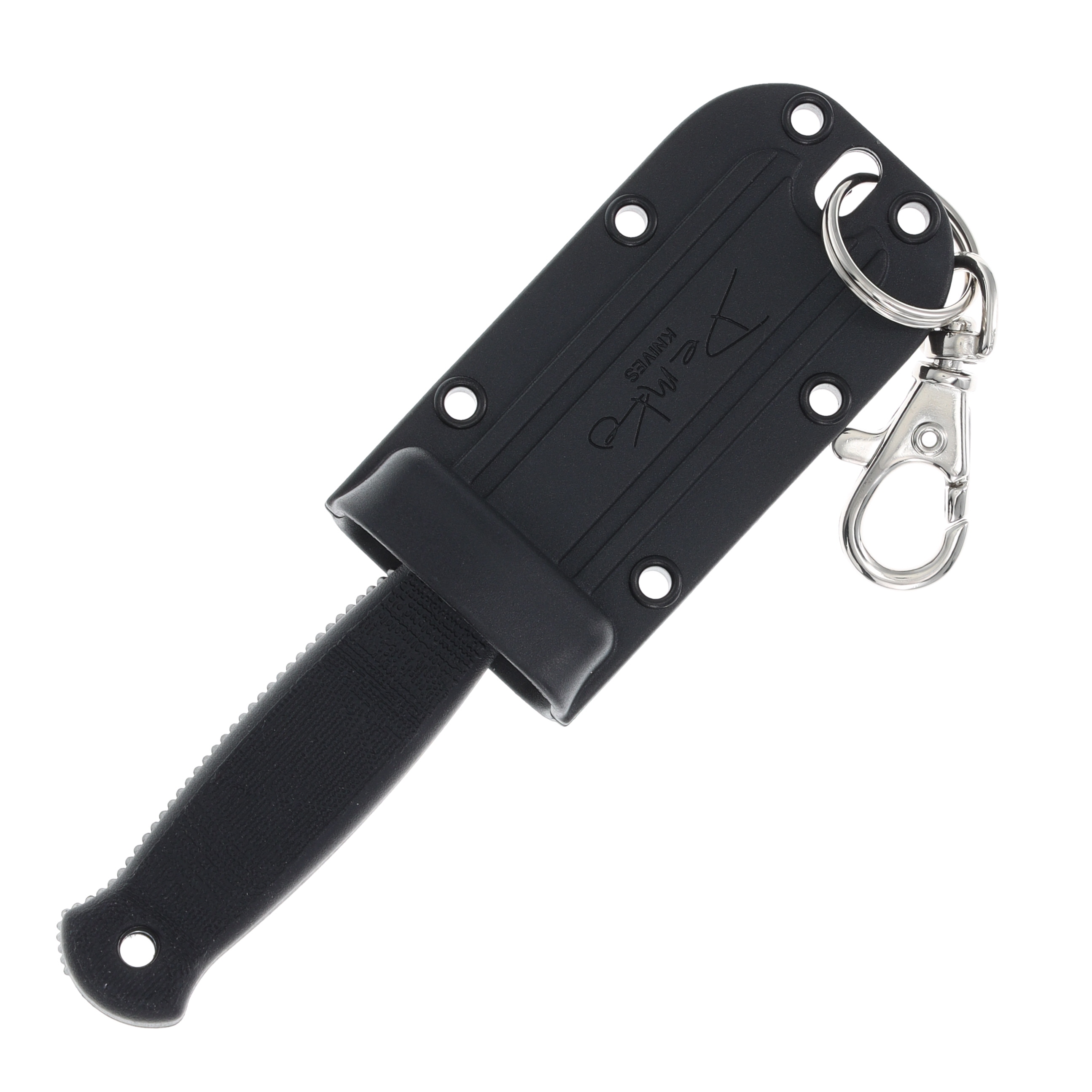 Demko Knives Armiger 2 Clip Point Keychain Fixed Blade Black TPR Satin 4034SS ARMIGER2CP View 6