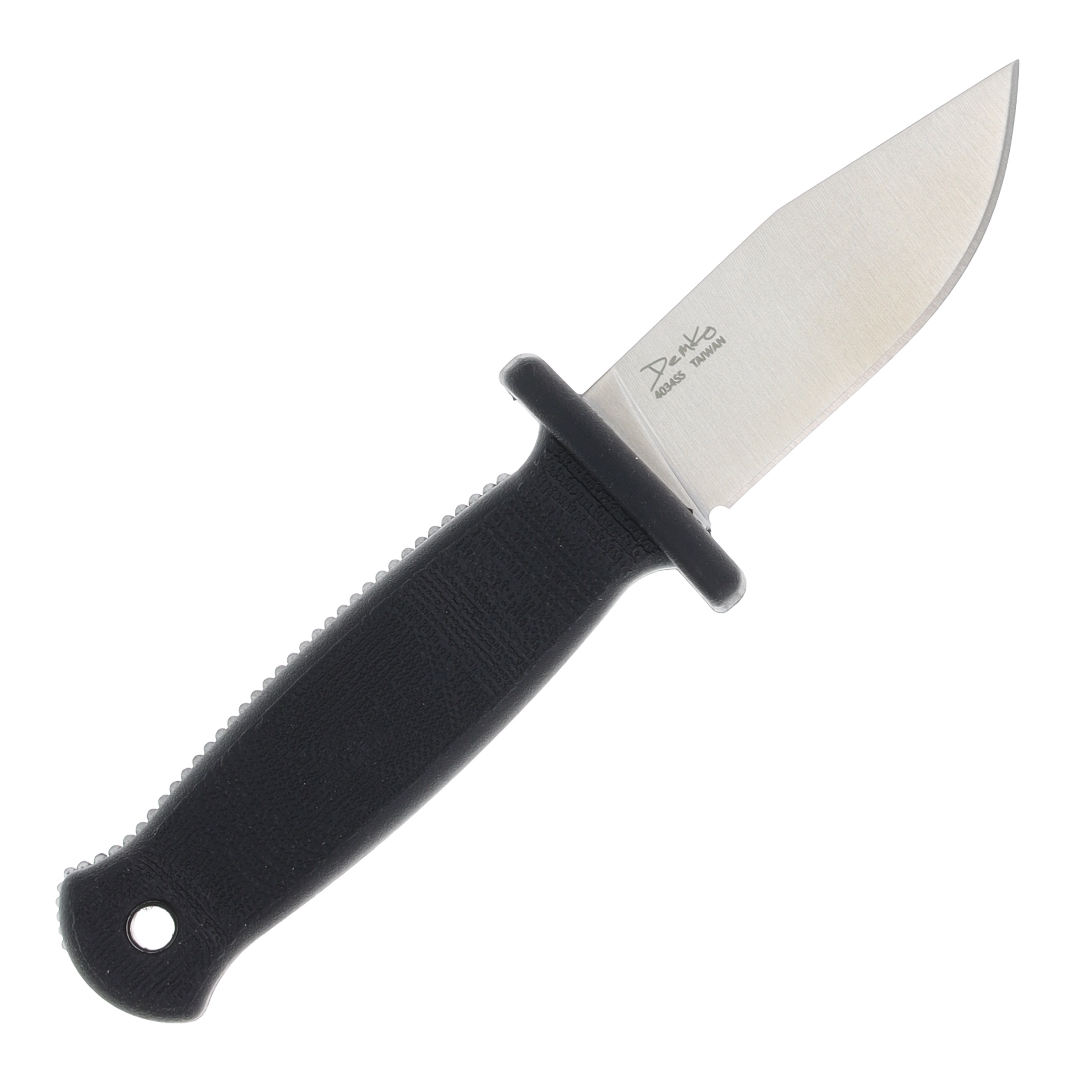 Demko Knives Armiger 2 Clip Point Keychain Fixed Blade Black TPR Satin 4034SS ARMIGER2CP View 4