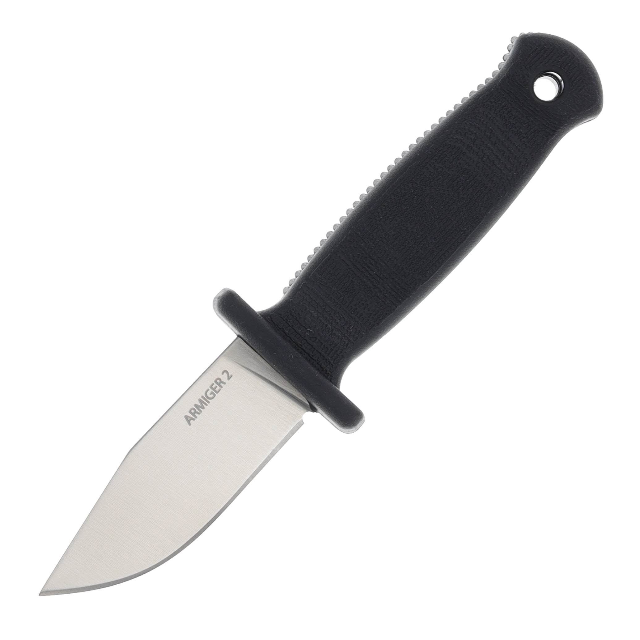 Demko Knives Armiger 2 Clip Point Keychain Fixed Blade Black TPR Satin 4034SS ARMIGER2CP View 3