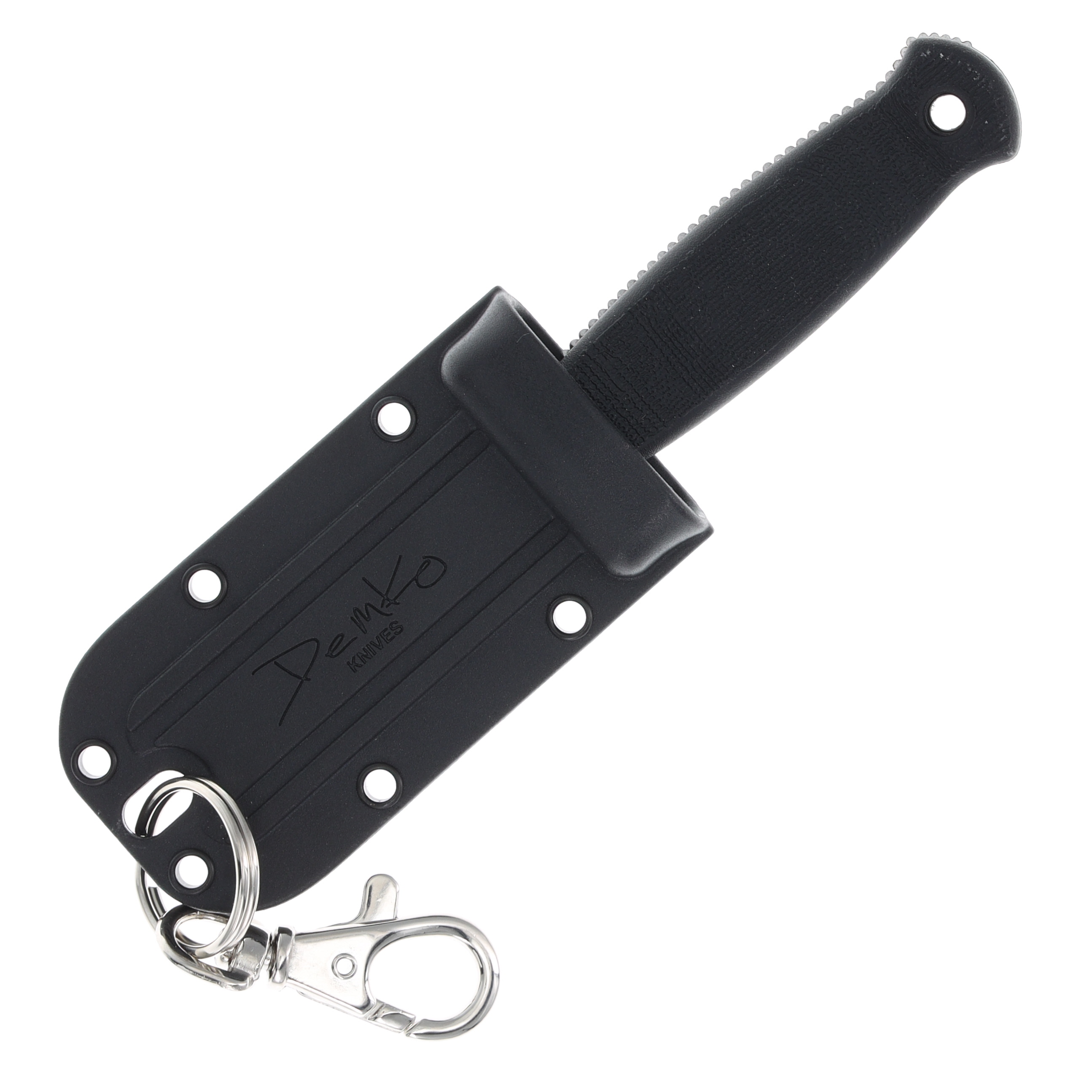 Demko Knives Armiger 2 Clip Point Keychain Fixed Blade Black TPR Satin 4034SS ARMIGER2CP View 5