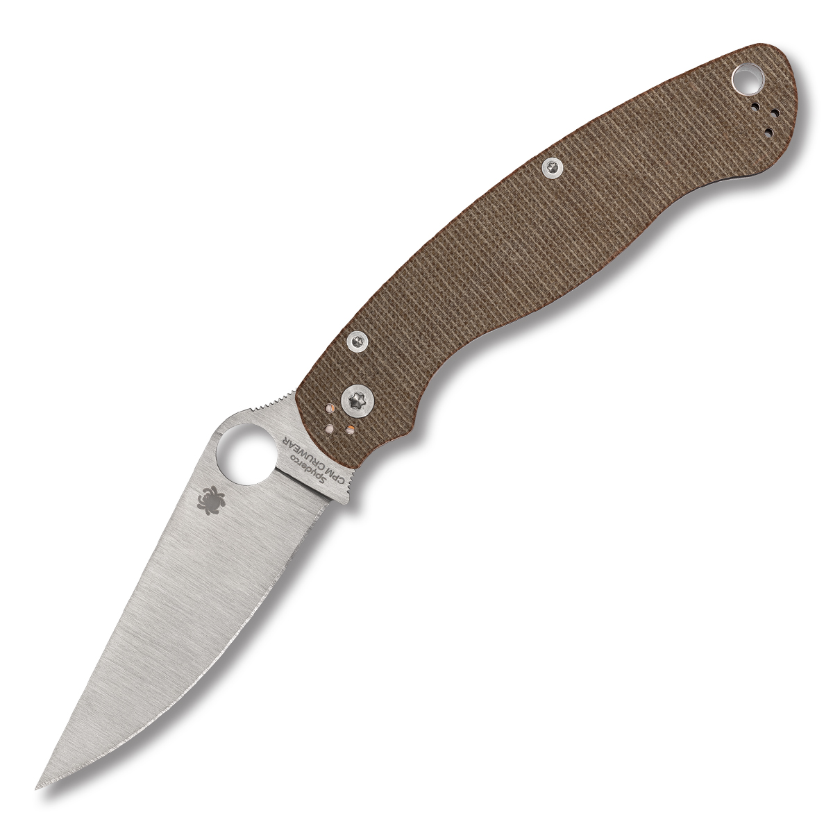 Spyderco Military 2 Brown Canvas Folding Knife 4in CruWear Plain Blade SPC36MPCW2 View 1