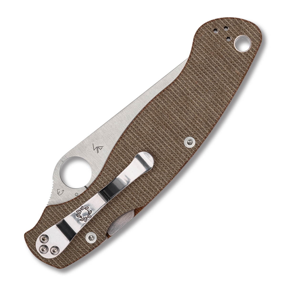 Spyderco Military 2 Brown Canvas Folding Knife 4in CruWear Plain Blade SPC36MPCW2 View 2
