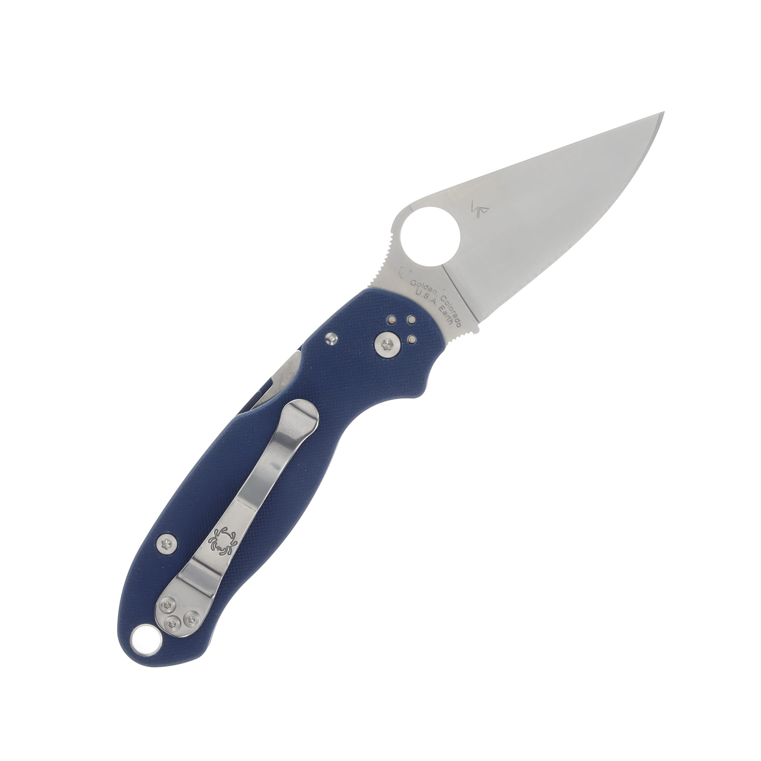 Spyderco Para 3 Compression Lock Satin SPY27 Blade Blue G-10 SPC223GPCBL View 2