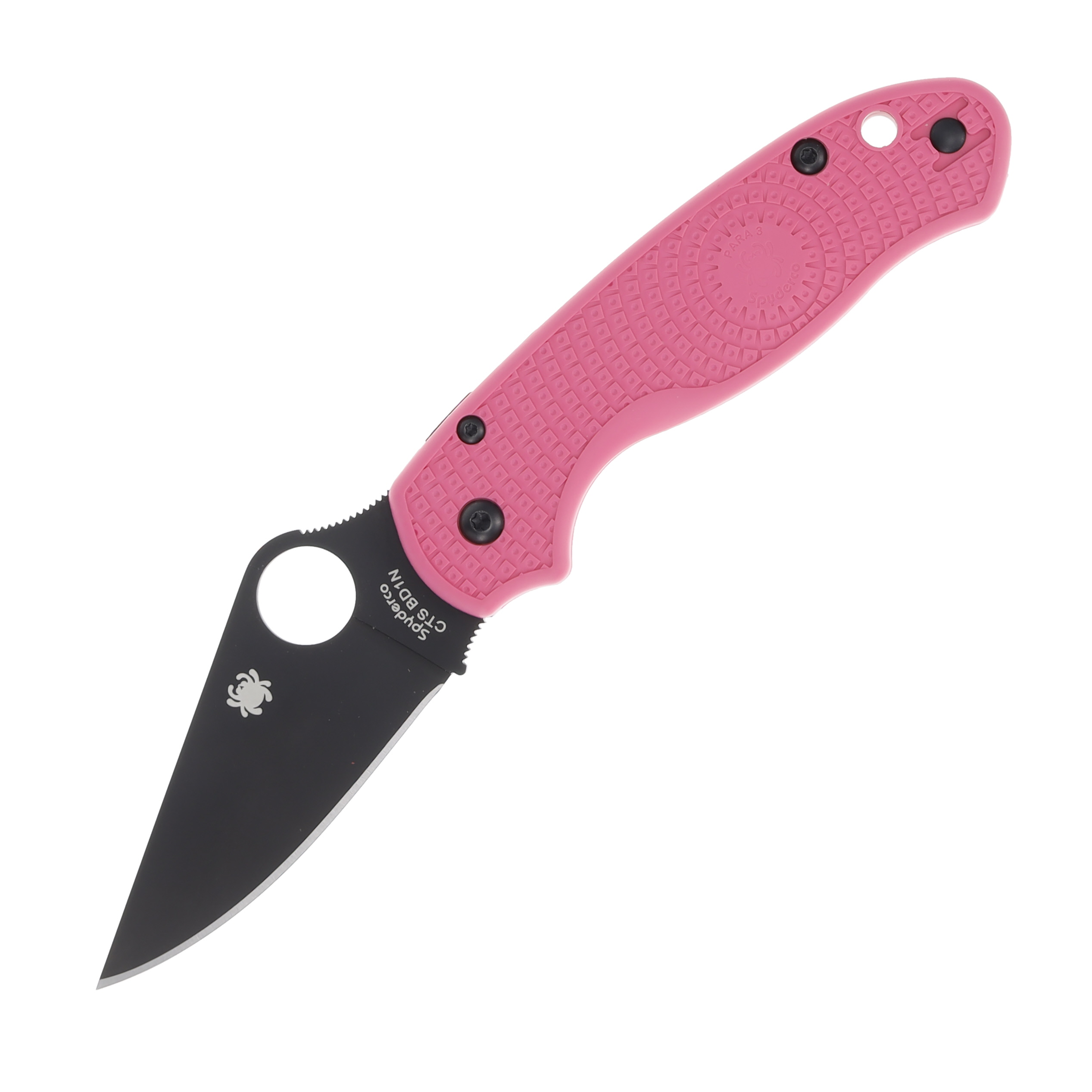 Spyderco Para 3 Lightweight Compression Folding Knife (Black CTS BD1N, Pink) SPC223PPNBK View 1