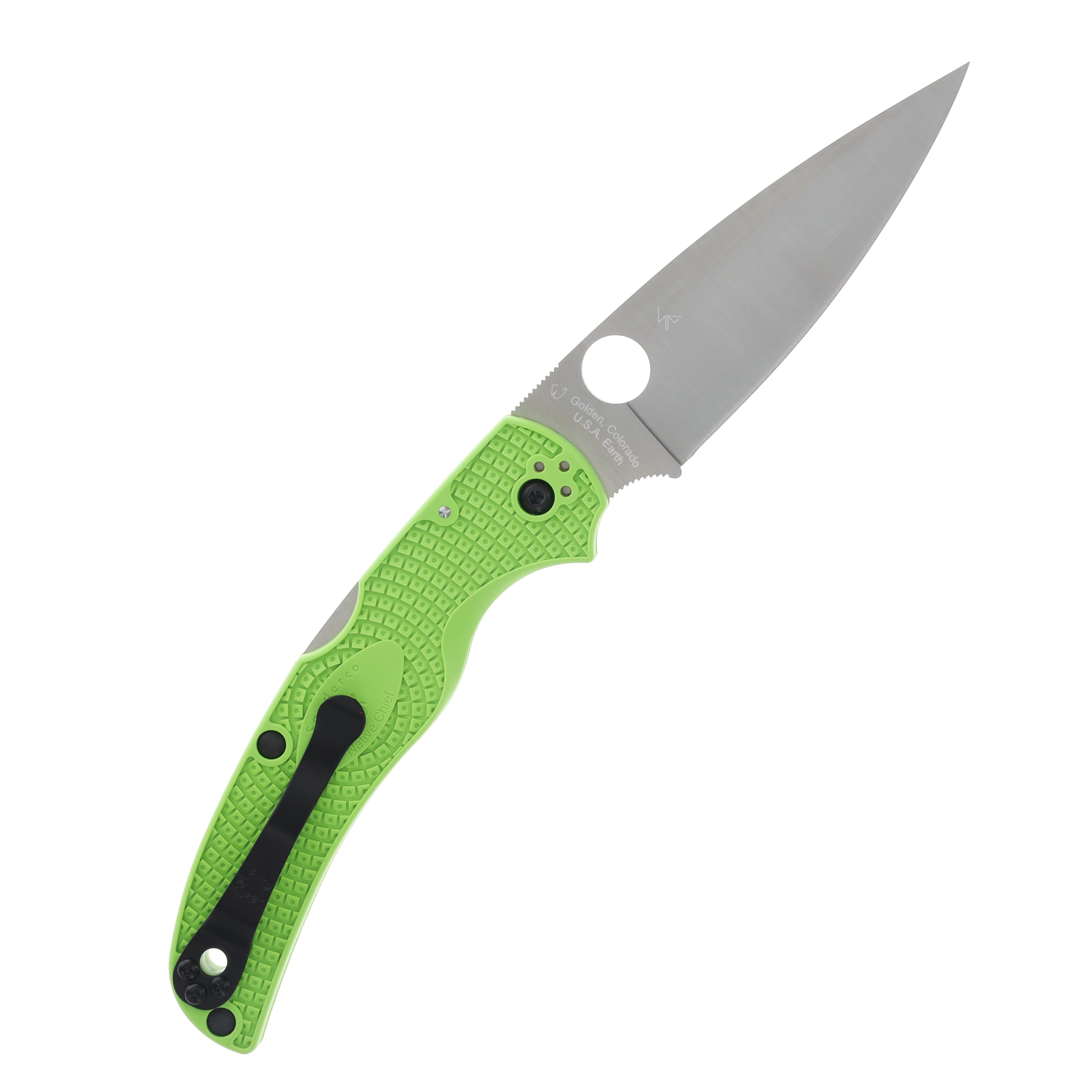 Spyderco Native Chief Lightweight Salt Lockback Folding Knife Satin/Green FRN SPC244PGR View 2