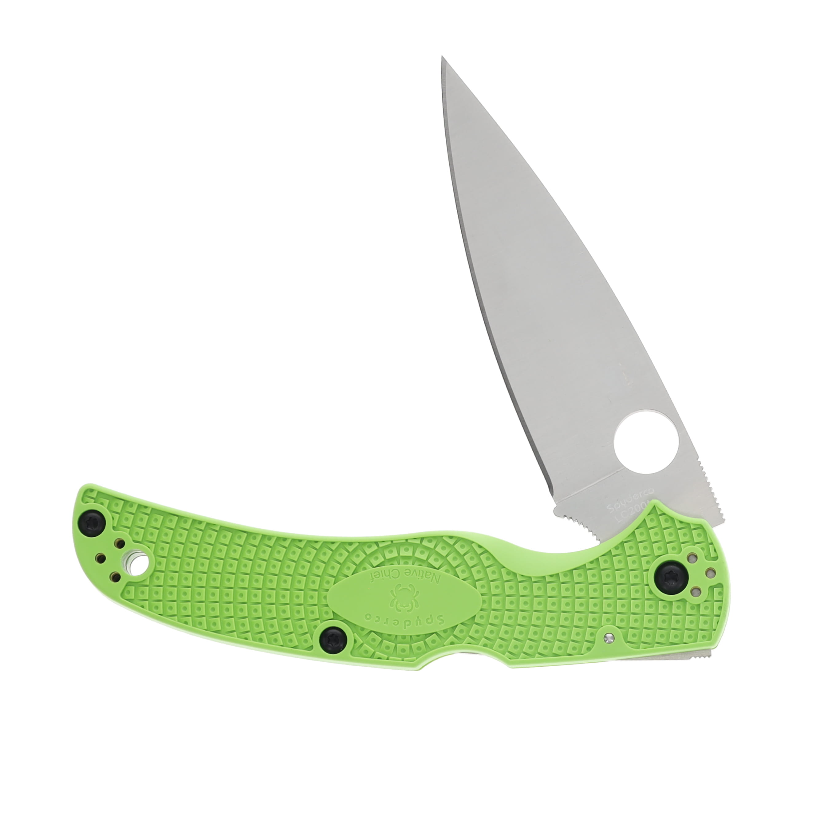Spyderco Native Chief Lightweight Salt Lockback Folding Knife Satin/Green FRN SPC244PGR View 3