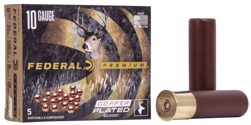 Federal Premium Vital Shok 10 Gauge 3.5in 18 Pellets 00 Buckshot Shotgun 5 Rounds Copper Plated Buckshot P108F00 View 1