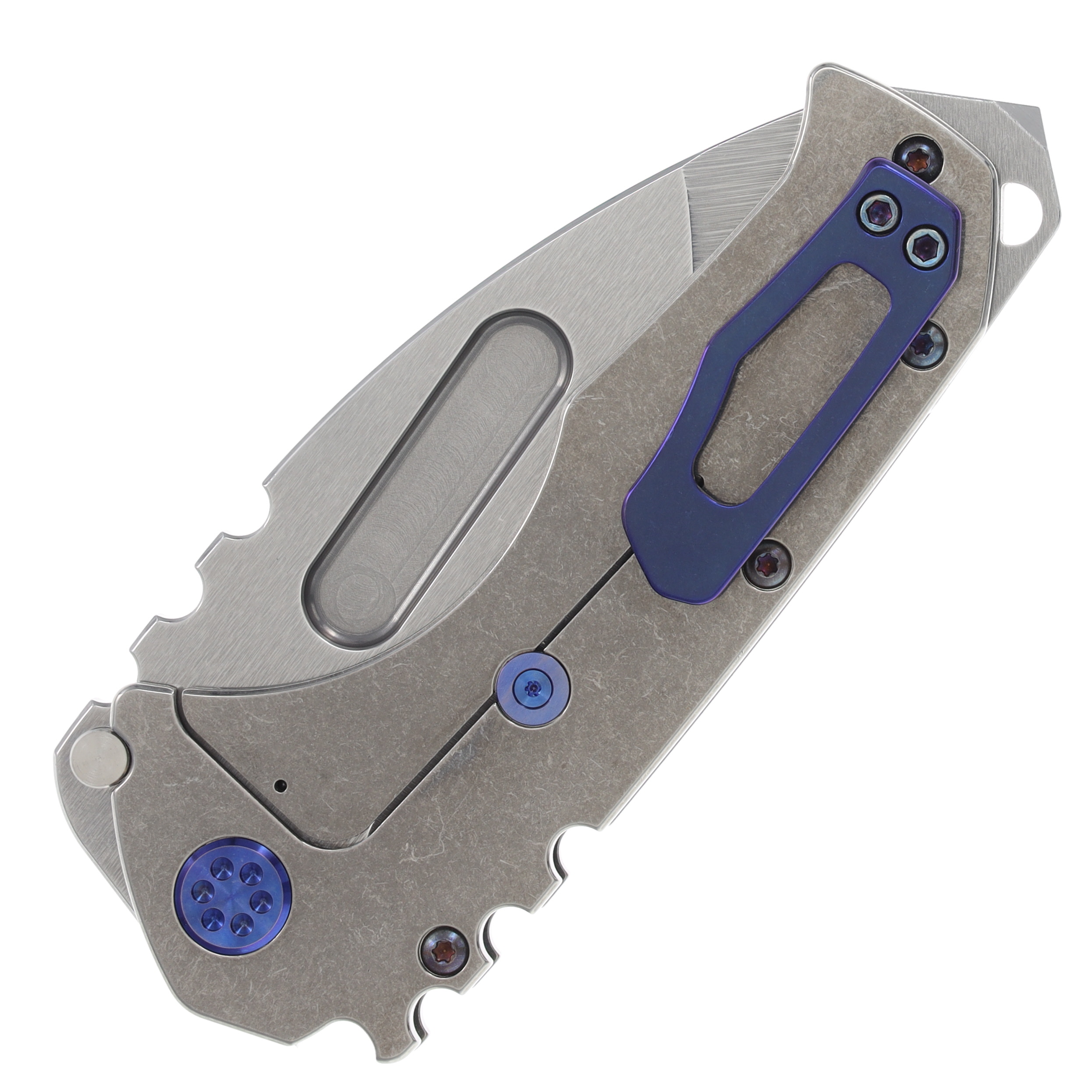 Medford Praetorian T Framelock Folding Knife (Tumbled Tanto | Second Amendment Handles | Blue Hardware) MK0124TT-01TM-TFCF-BN View 2