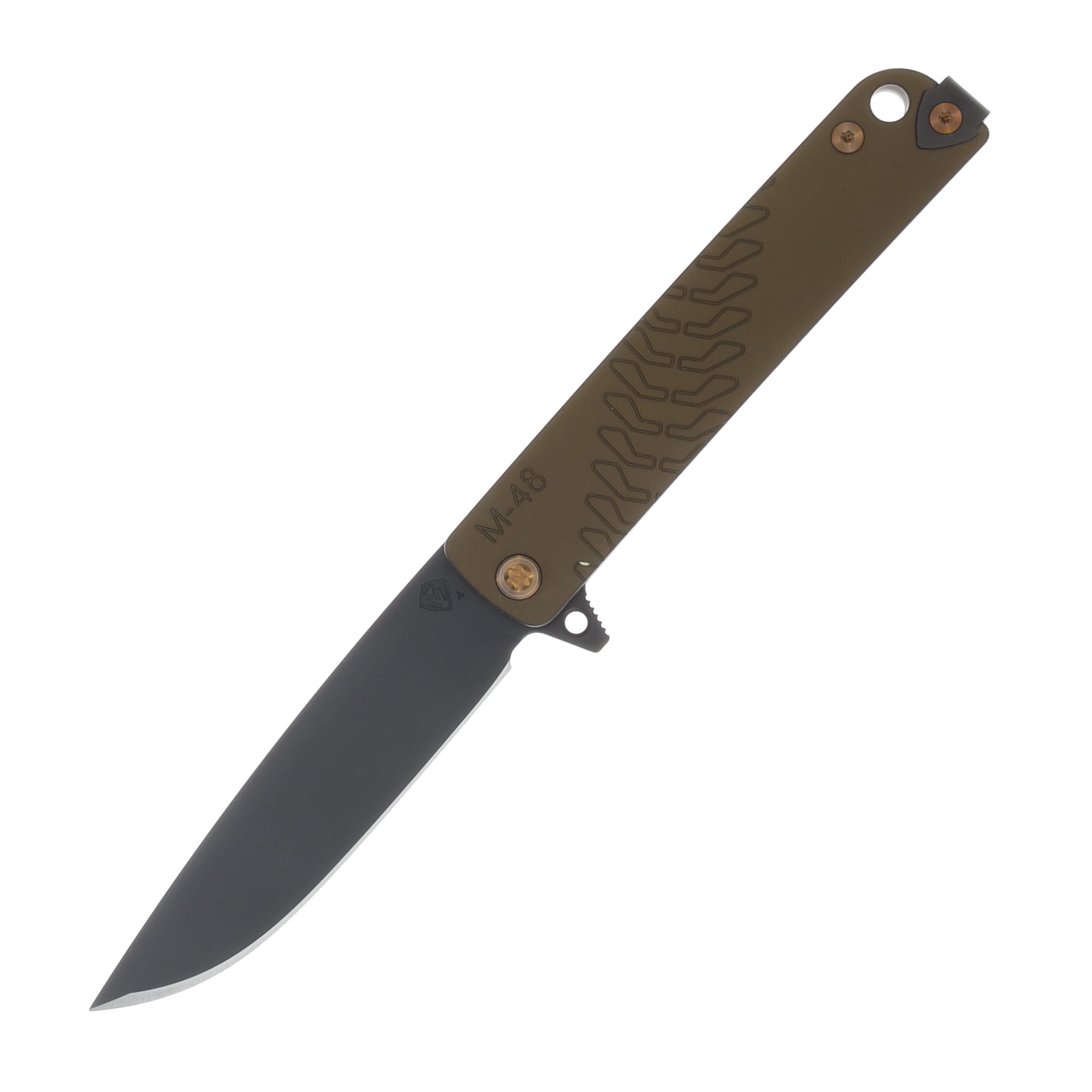 Medford M-48 Folding Knife PVD S35VN/Yellow Handles/Bronze Hardware MK2124PQ-46PV-T1CP-Q4 View 1