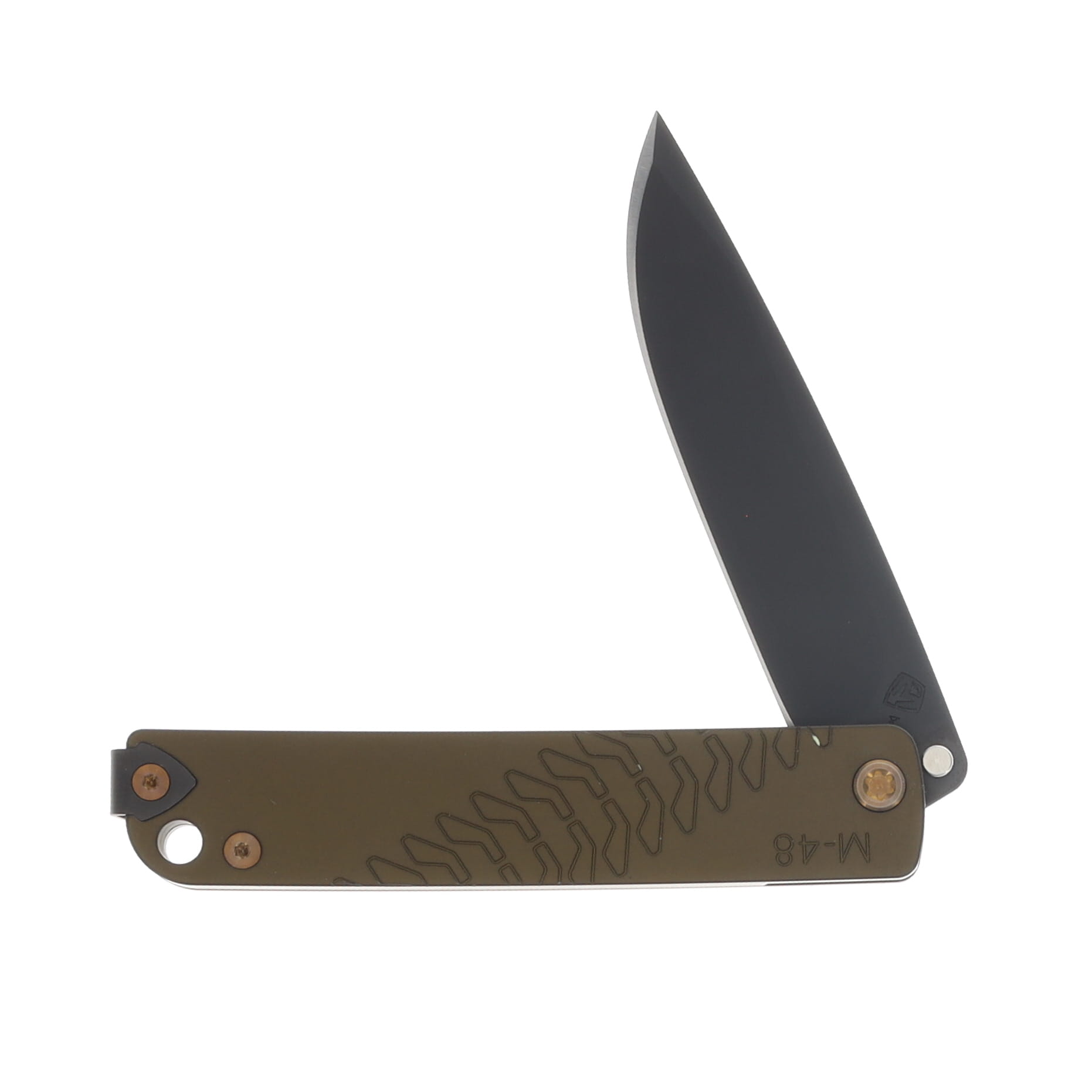 Medford M-48 Folding Knife PVD S35VN/Yellow Handles/Bronze Hardware MK2124PQ-46PV-T1CP-Q4 View 3