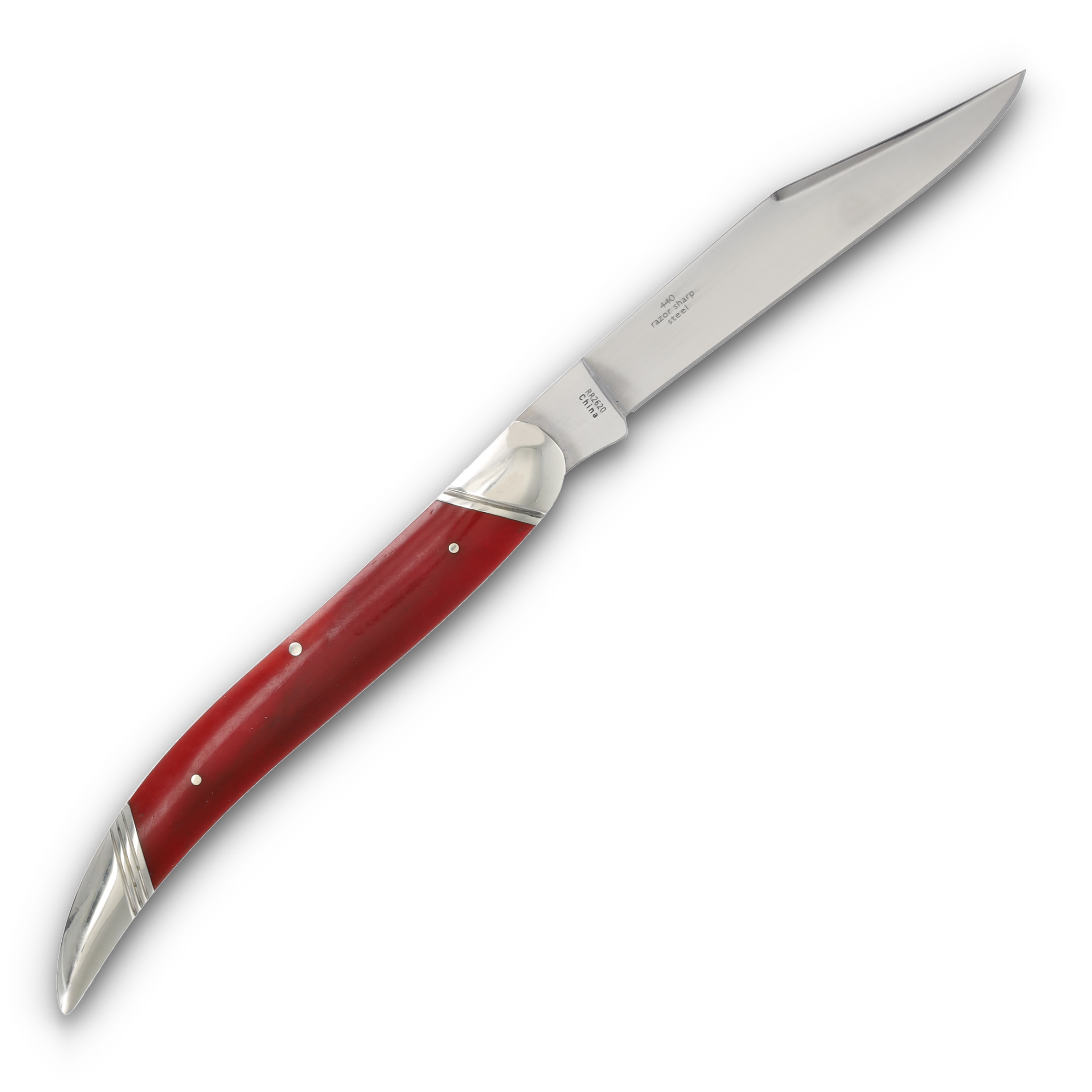 Rough Ryder Large Toothpick Folding Knife Long Rifle Red Smooth Bone RR2620 View 4
