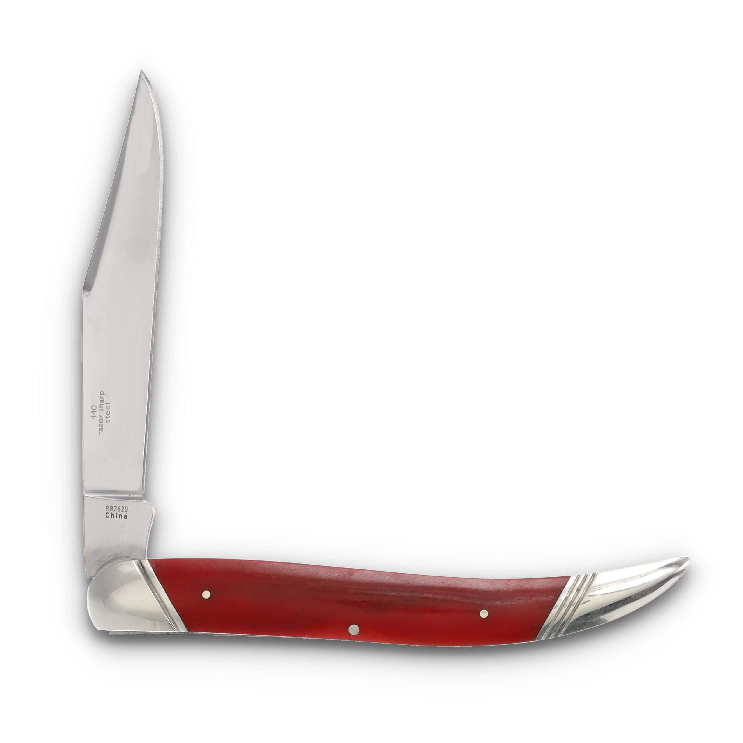 Rough Ryder Large Toothpick Folding Knife Long Rifle Red Smooth Bone RR2620 View 2