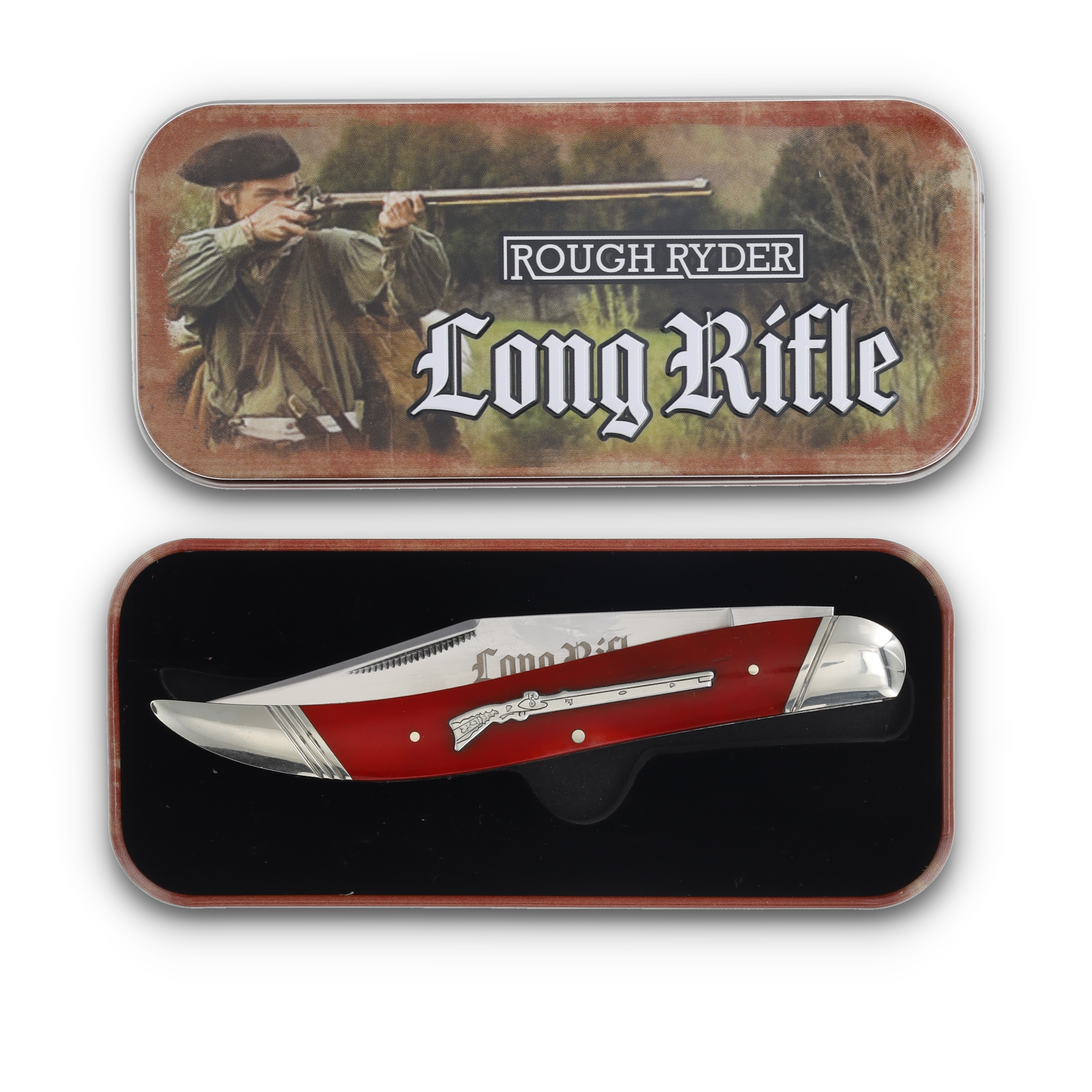 Rough Ryder Large Toothpick Folding Knife Long Rifle Red Smooth Bone RR2620 View 10