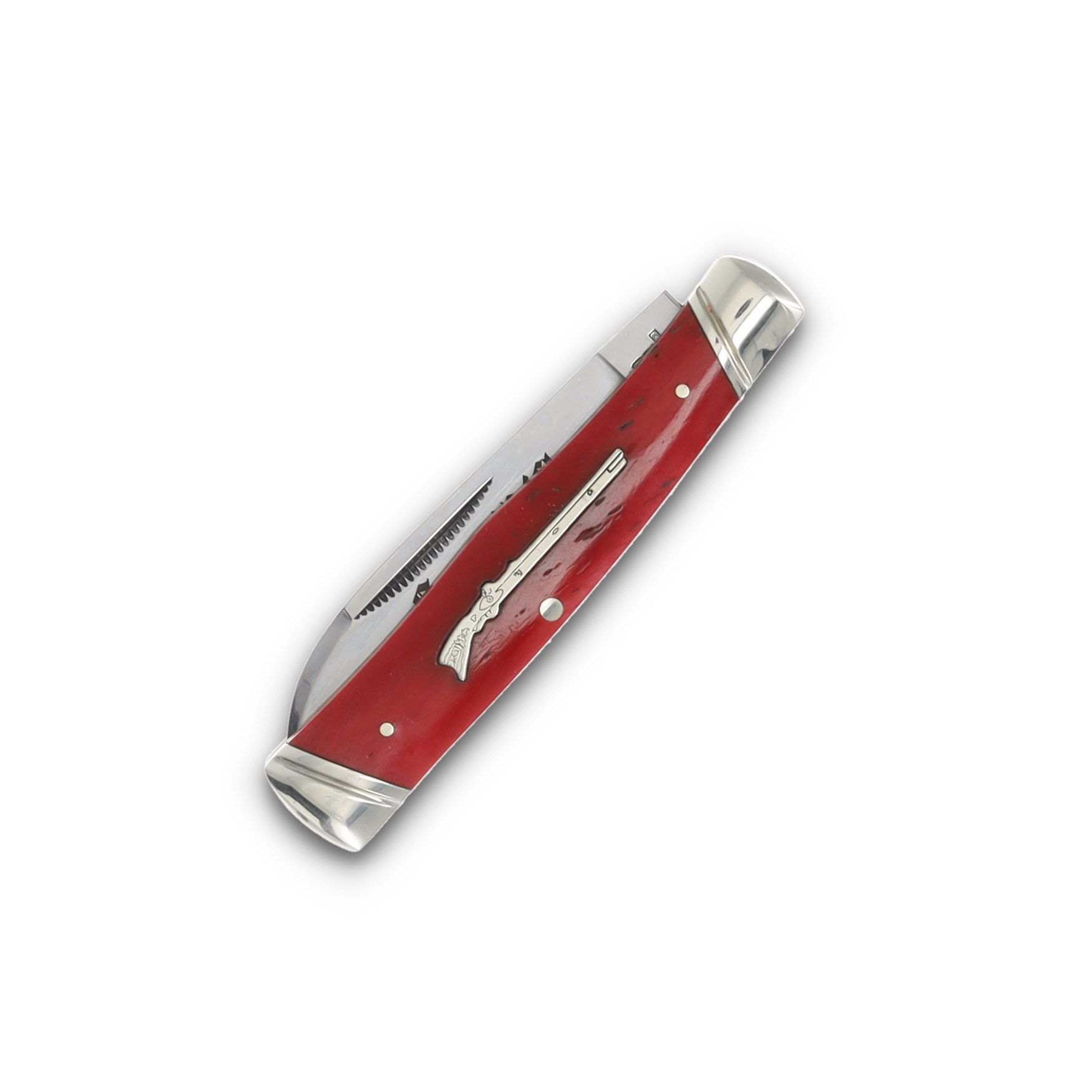 Rough Ryder Long Rifle Gunstock Folding Knife Red Smooth Bone RR2621 View 3