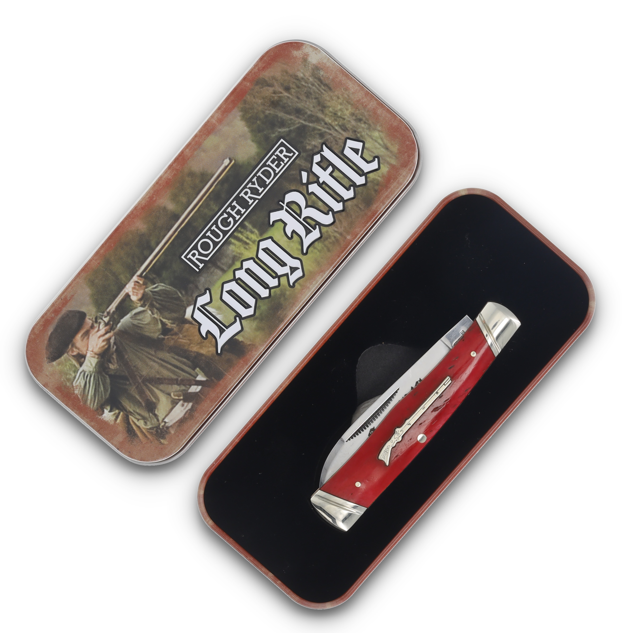 Rough Ryder Long Rifle Gunstock Folding Knife Red Smooth Bone RR2621 View 7