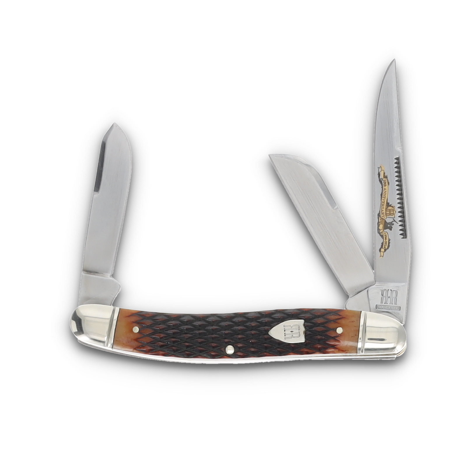 Rough Ryder 30th Anniversary Checkered Brown Bone Stockman RR2629 View 1