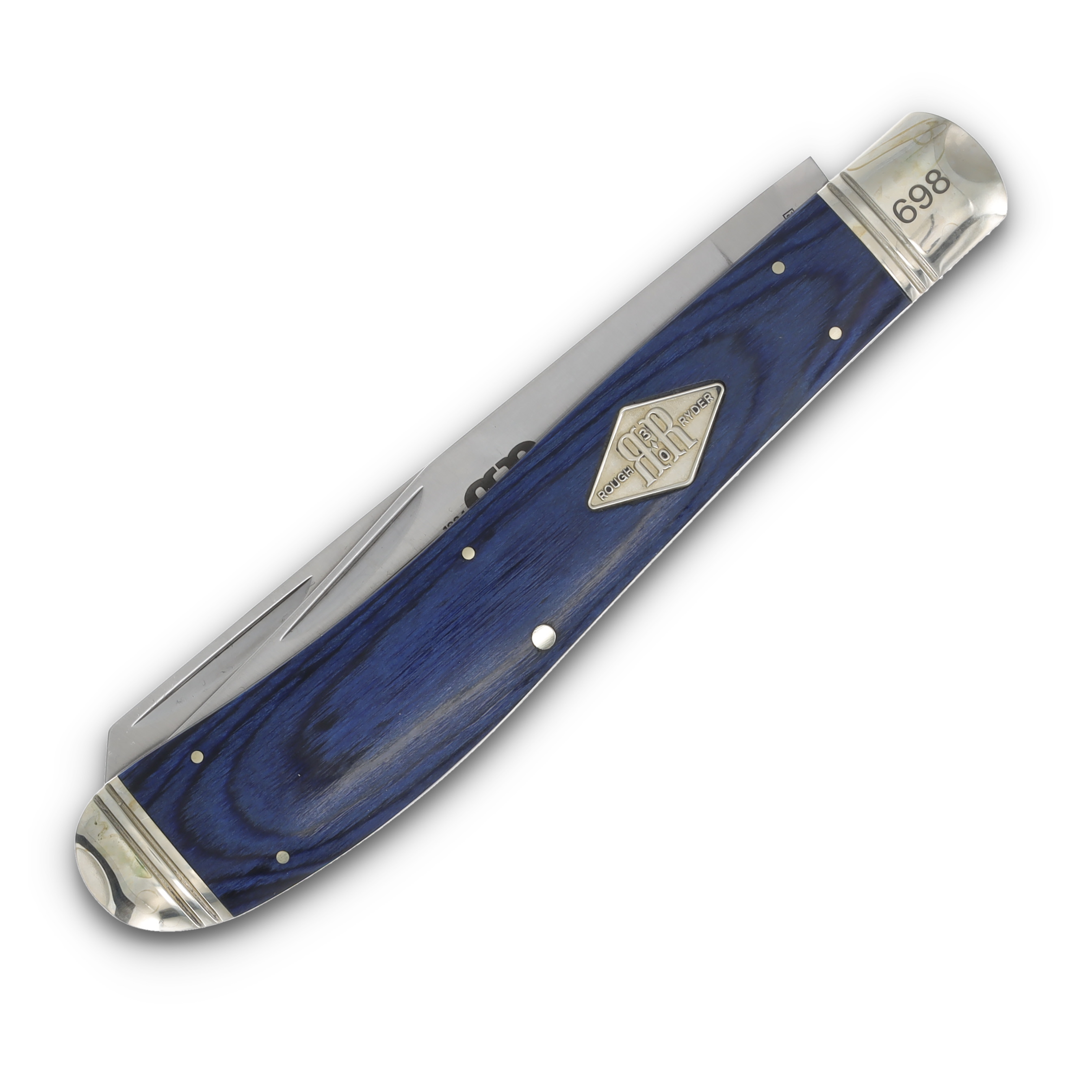 Rough Ryder 30th Anniversary 8" Blue Pakkawood Trapper RR2647 View 4