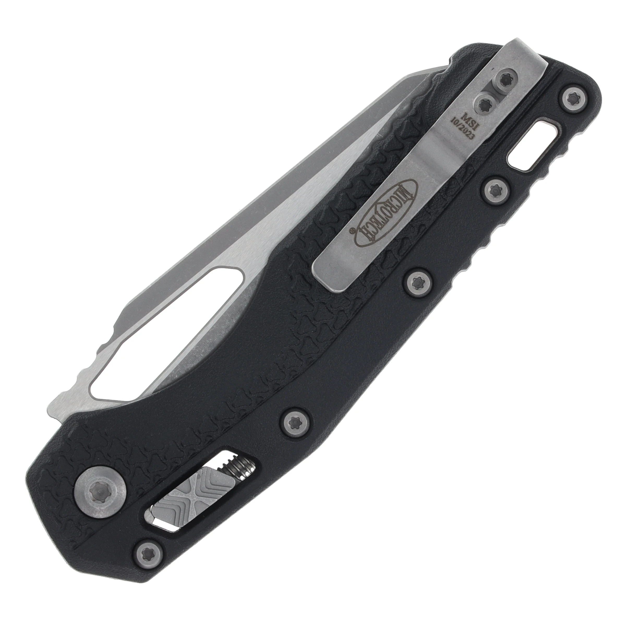 Microtech MSI RAM-LOK Folding Knife S/E PS Apocalyptic Black Tri-Grip Injection Molded MT210T11APPMBK View 2