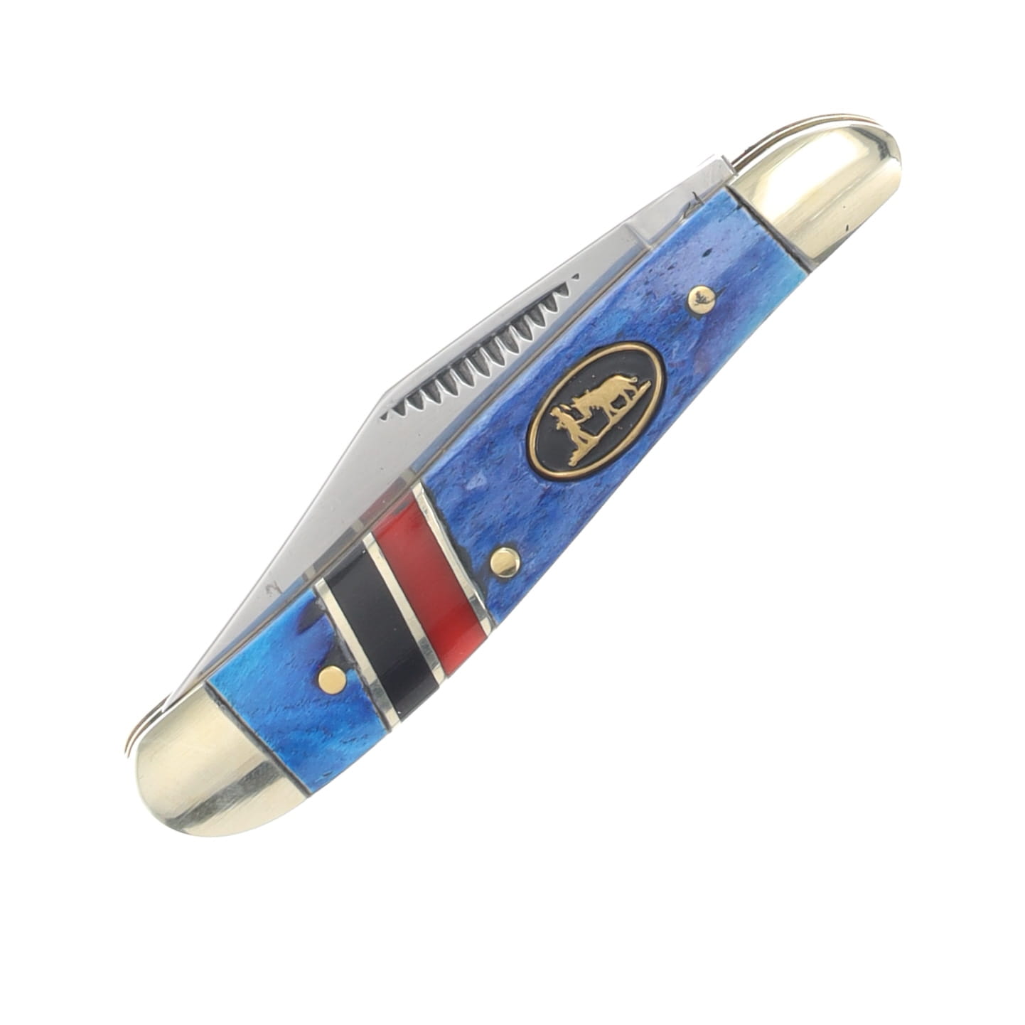 Frost Cutlery Little Peanut Blue Jigged Bone Folding Knife FRBKH107BLRB View 3