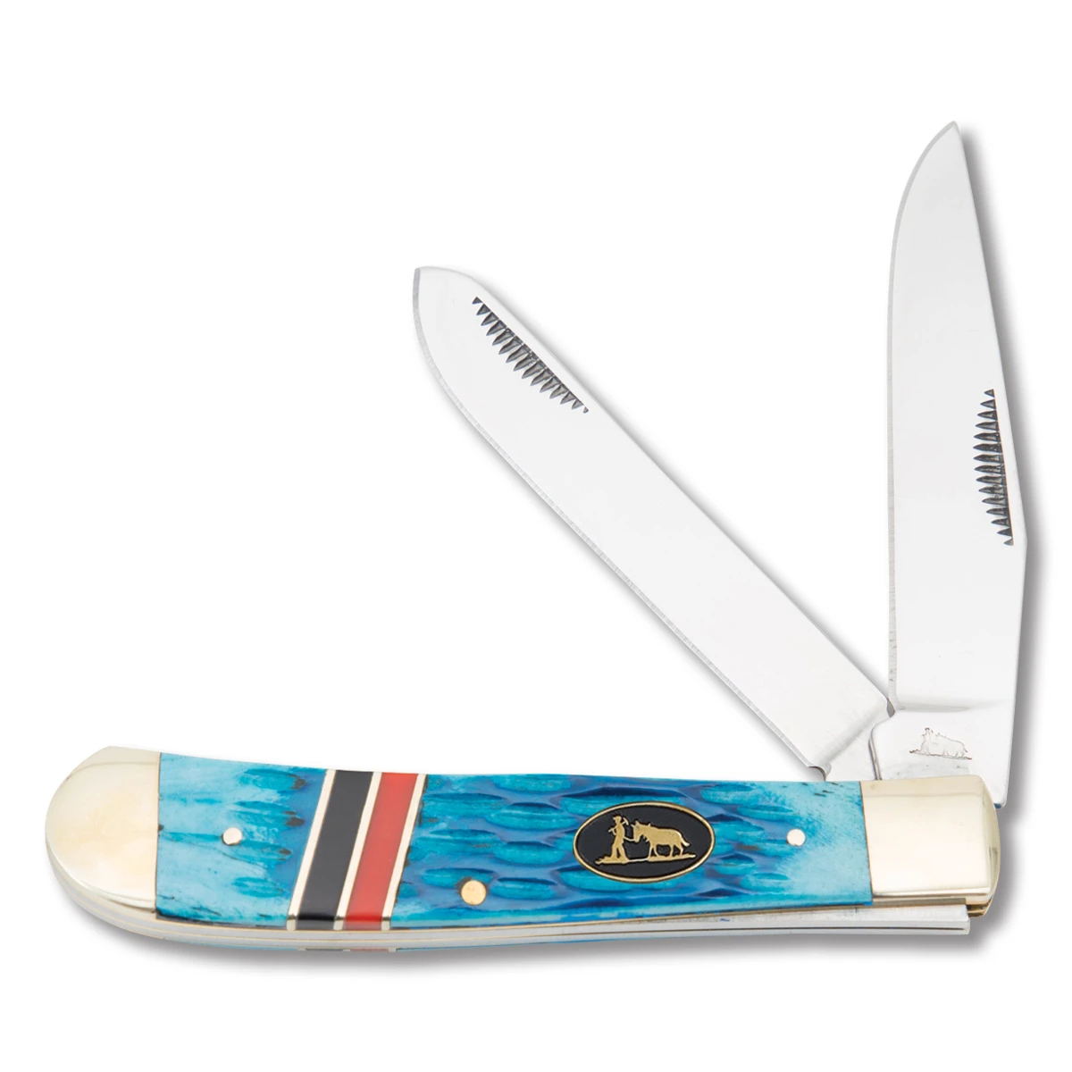 Frost Cutlery Trapper Blue Bone Pocket Knife FRBKH108BLRB View 1