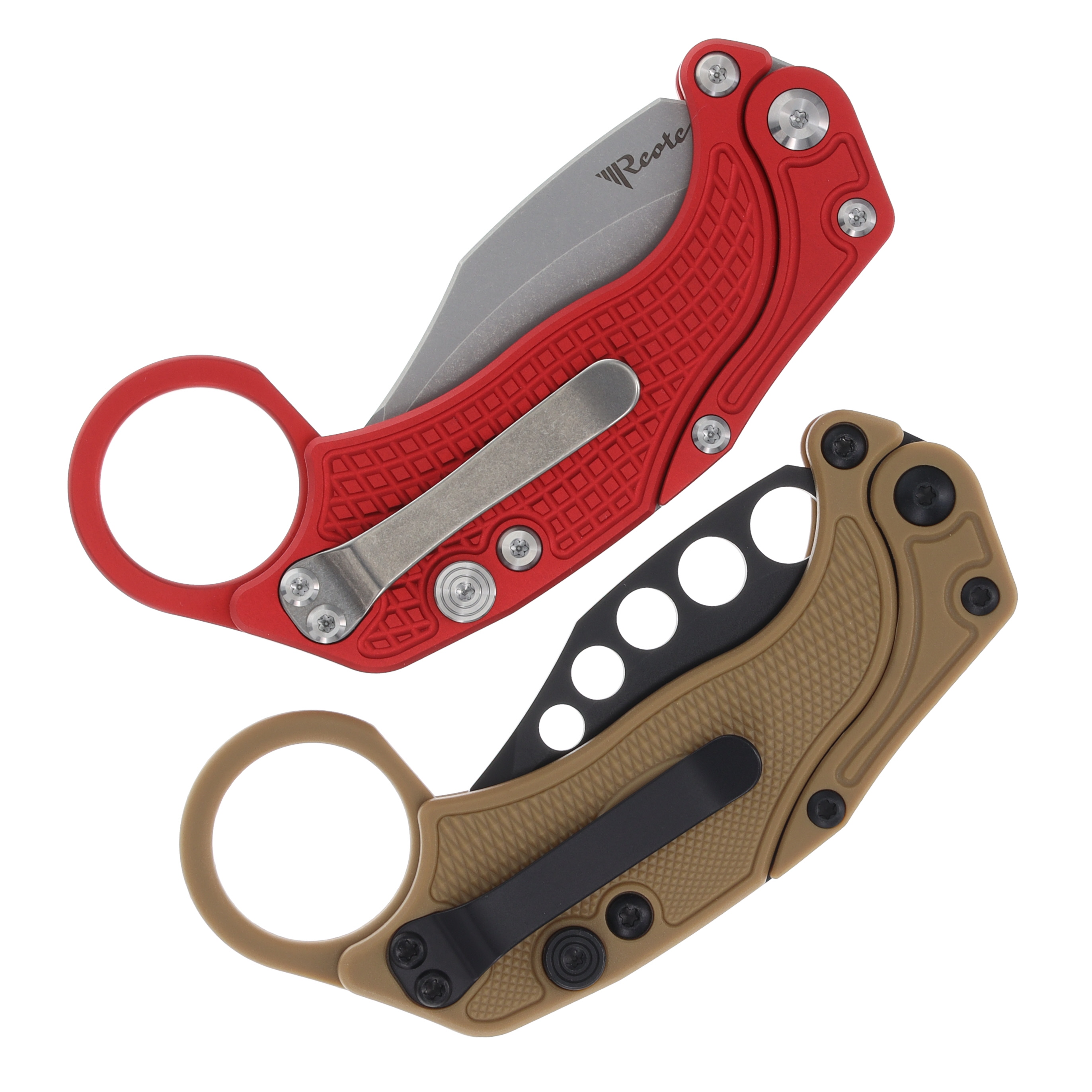 Reate Exo-K Karambit Gravity Knife (Stonewash Red Oxidized Handle) REEXOKORS View 4