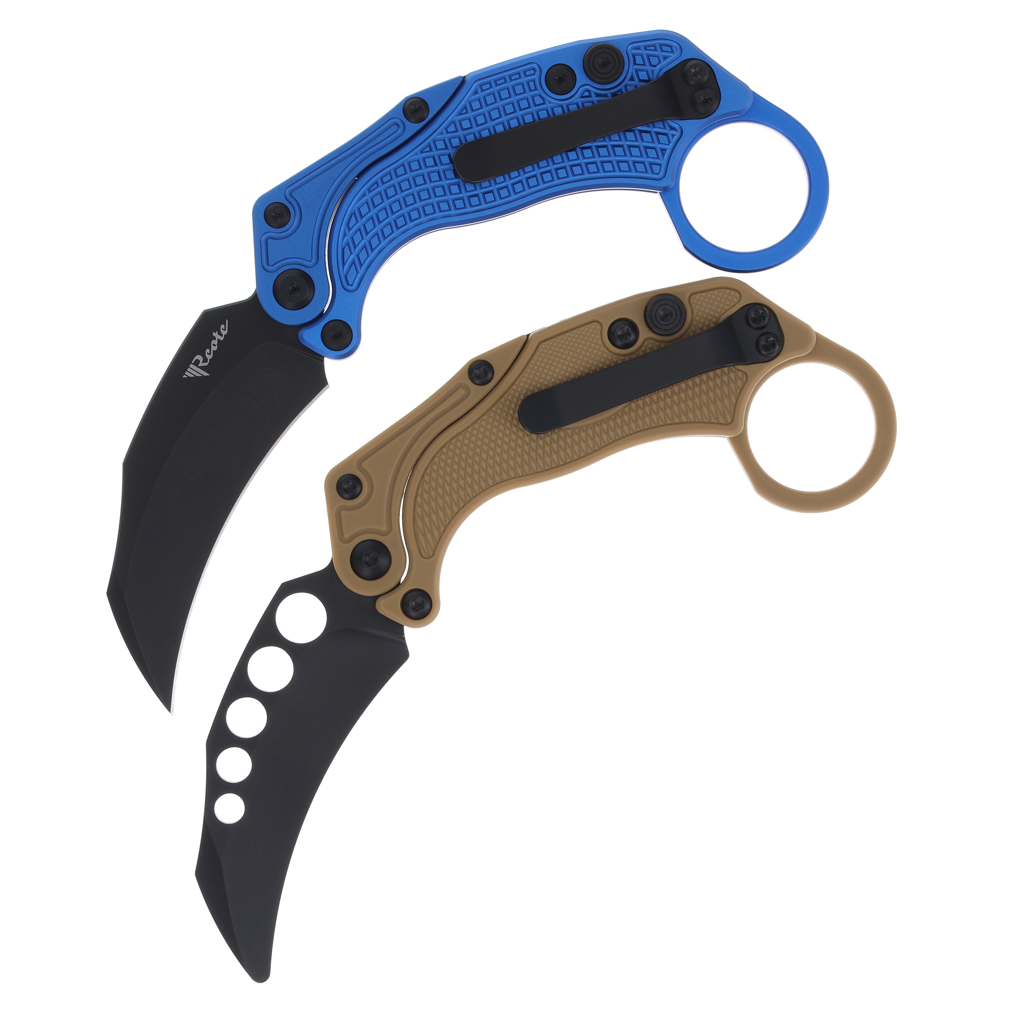 Reate Exo-K Karambit Folding Knife (Black PVD Blue Oxidized Handle) REEXOKOBLBK View 1