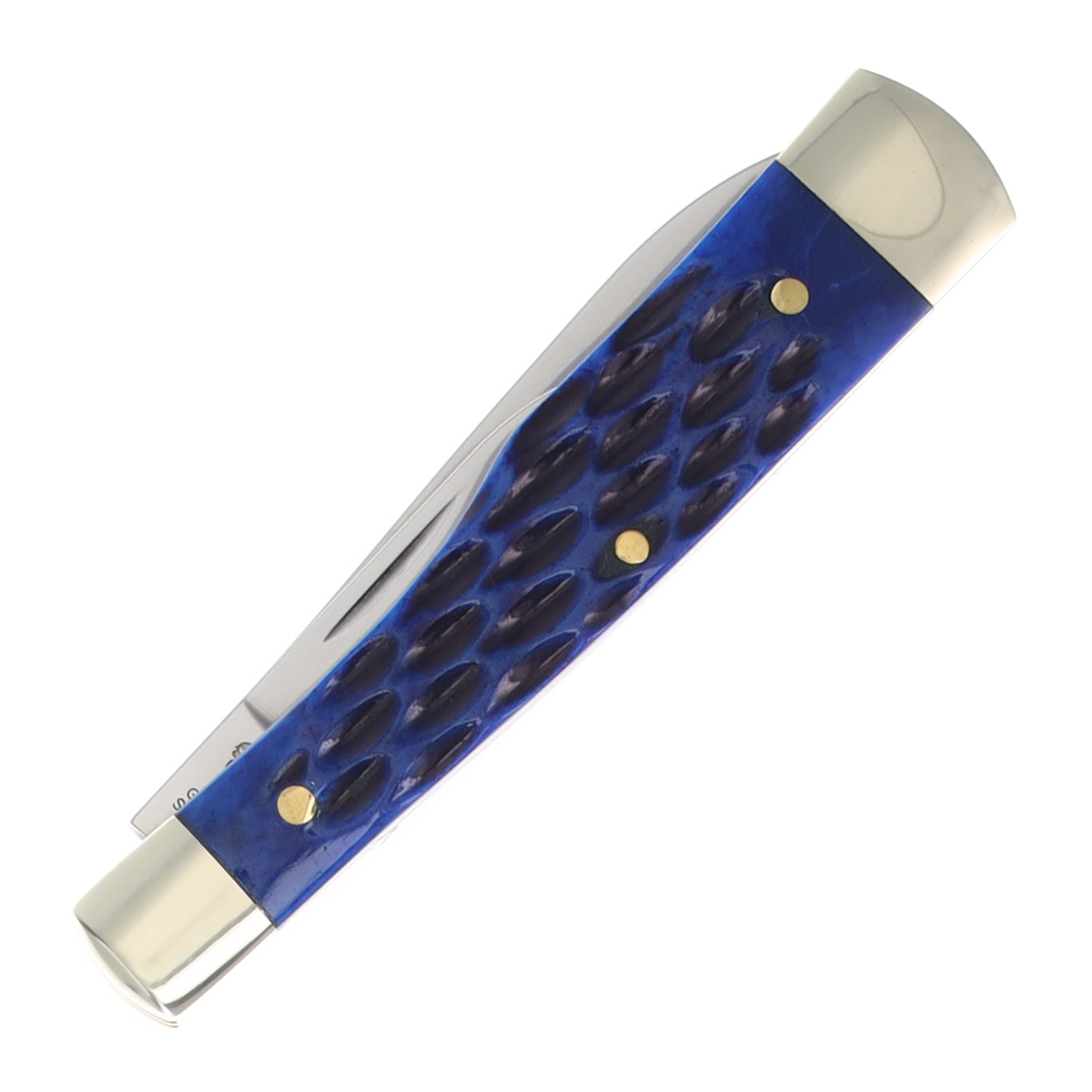 Hen & Rooster 2-Blade 3" Blue Pick Bone Trapper Folding Knife HRI162BLPB View 4