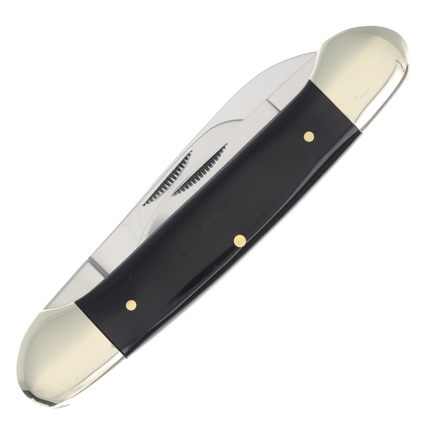 Hen & Rooster 3-Blade 3.5" Black Buffalo Horn Canoe Folding Knife HRI353SBH View 4