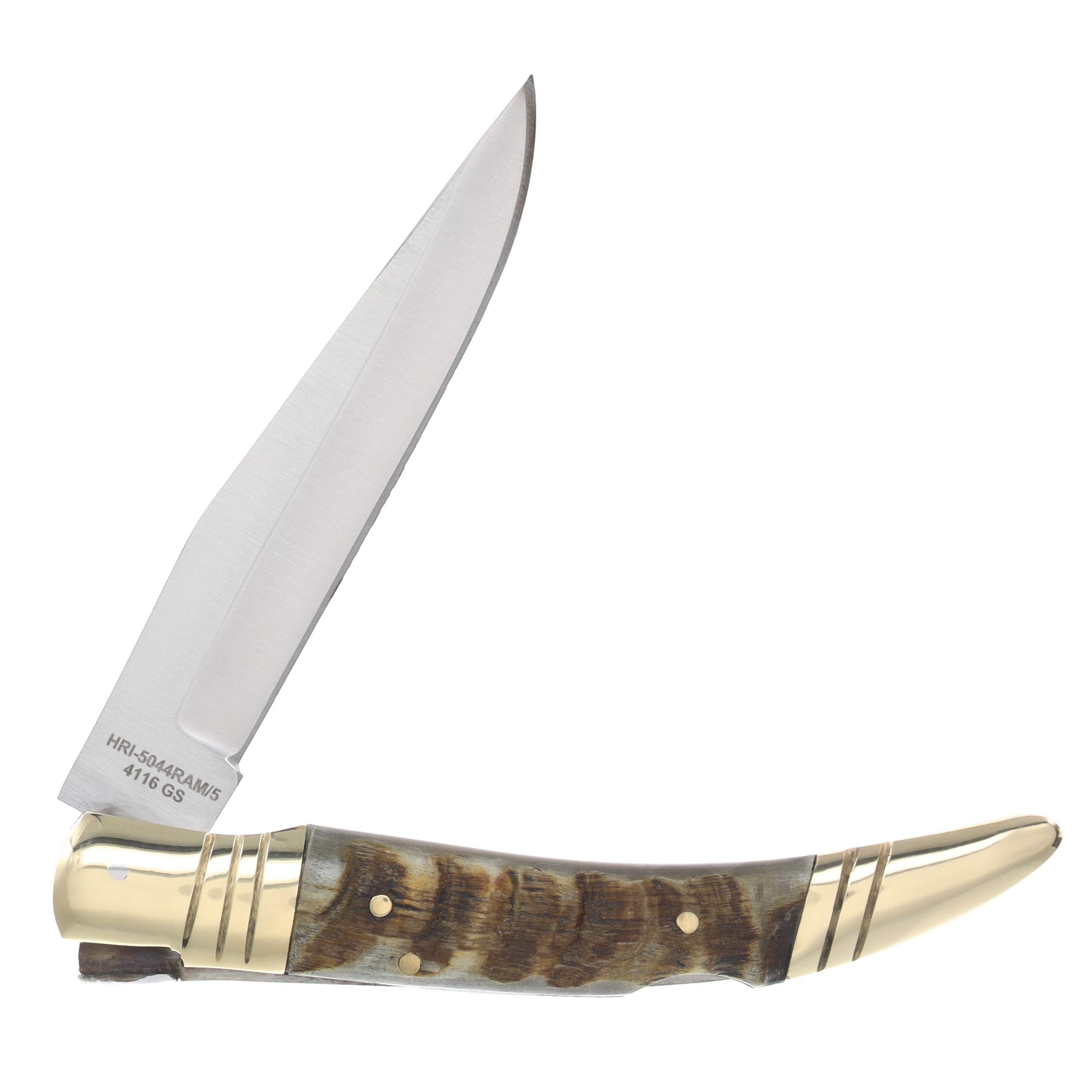 Hen & Rooster 5" Ram's Horn Lockback Toothpick Folding Knife HRI5044RAM5 View 2