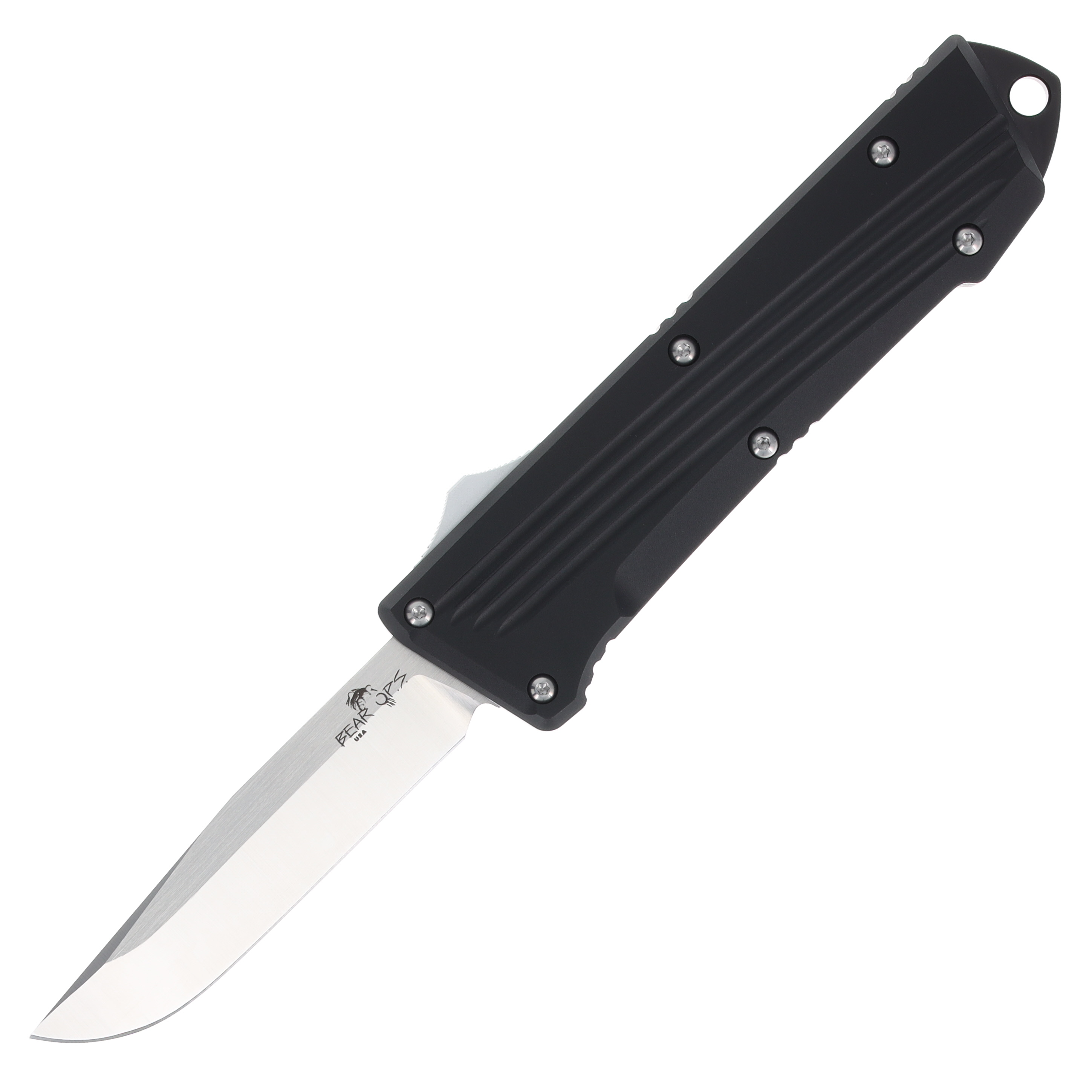 Bear & Son Clutch IV OTF Auto Knife Black - 2.75in Satin Clip Point Plain OTF-400-AIBK-S View 1