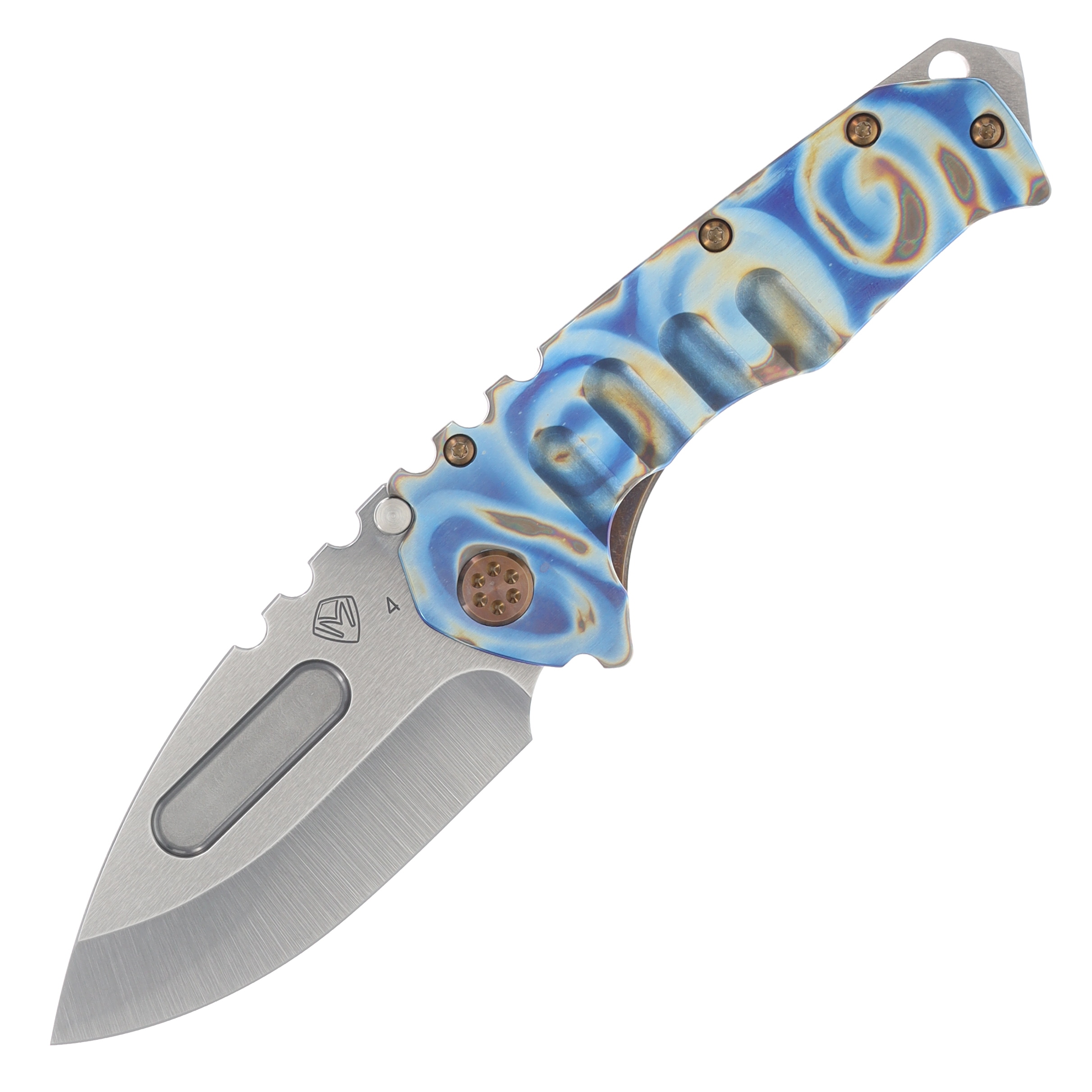 Medford Praetorian T Folding Knife Tumbled Drop Point/Rip Curl Titanium with Bronze Hardware MK0124TD-03A1-T1CF-BN View 1