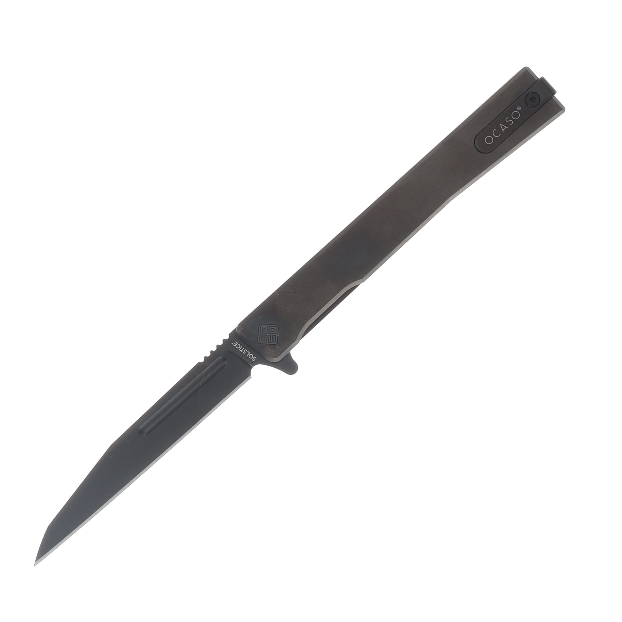 Ocaso Solstice Folding Knife Black Wharncliffe/Black Titanium 8WTB View 1