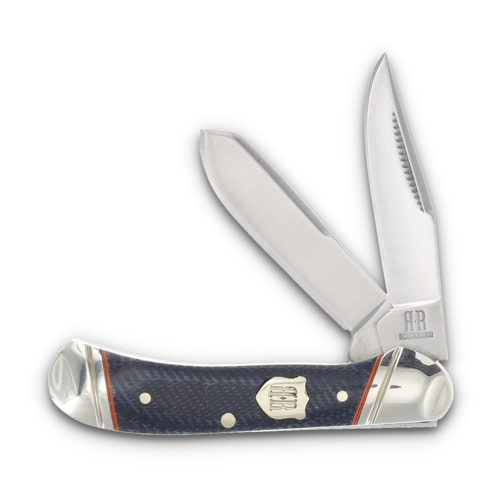 Rough Ryder Blue Denim Micarta Tiny Trapper Folding Knife RR2660 View 1