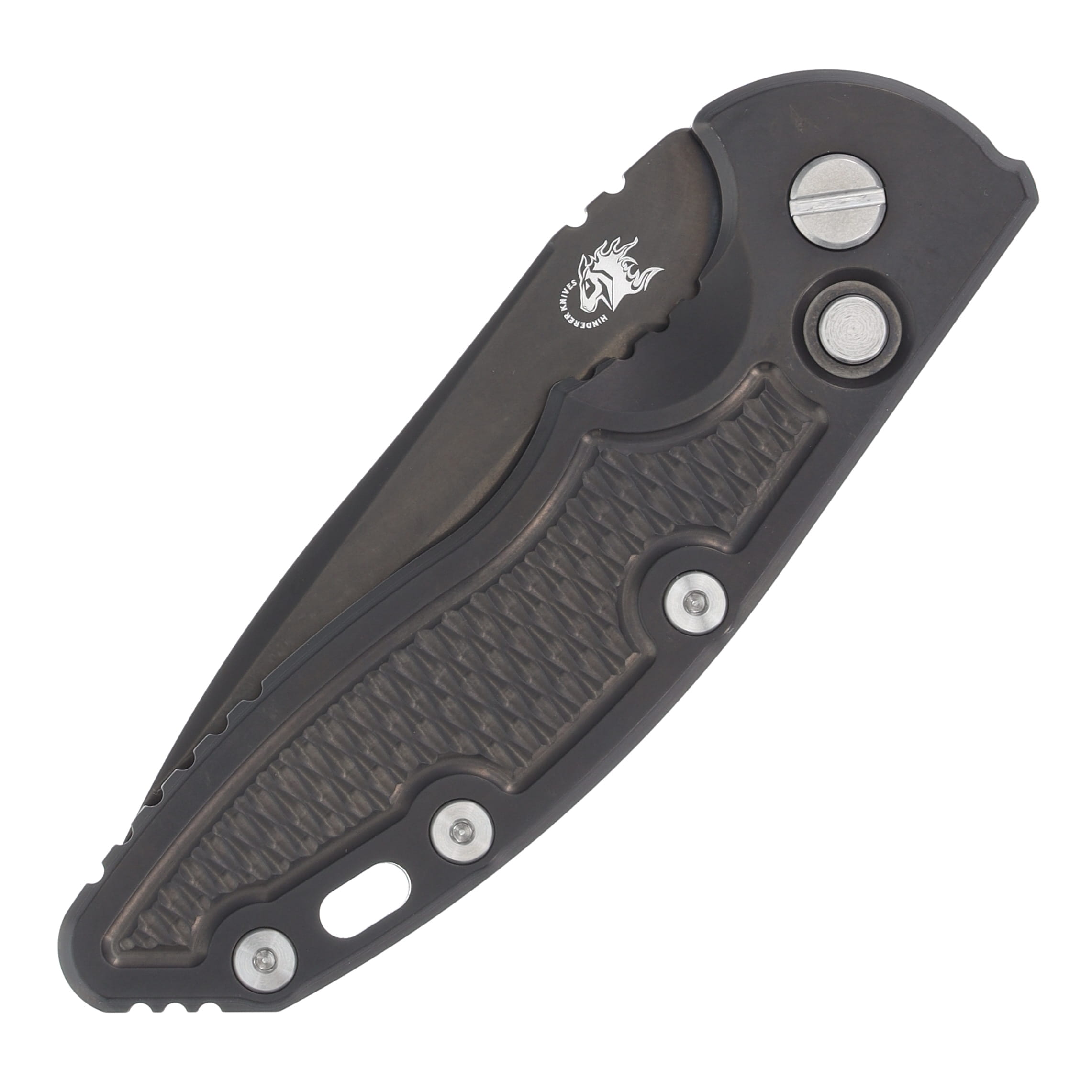 Hinderer XM-18 3.5 Automatic Knife DLC 20CV Spear Point Carbon Fiber/Black Titanium KAXM35SPEDLCBK View 3