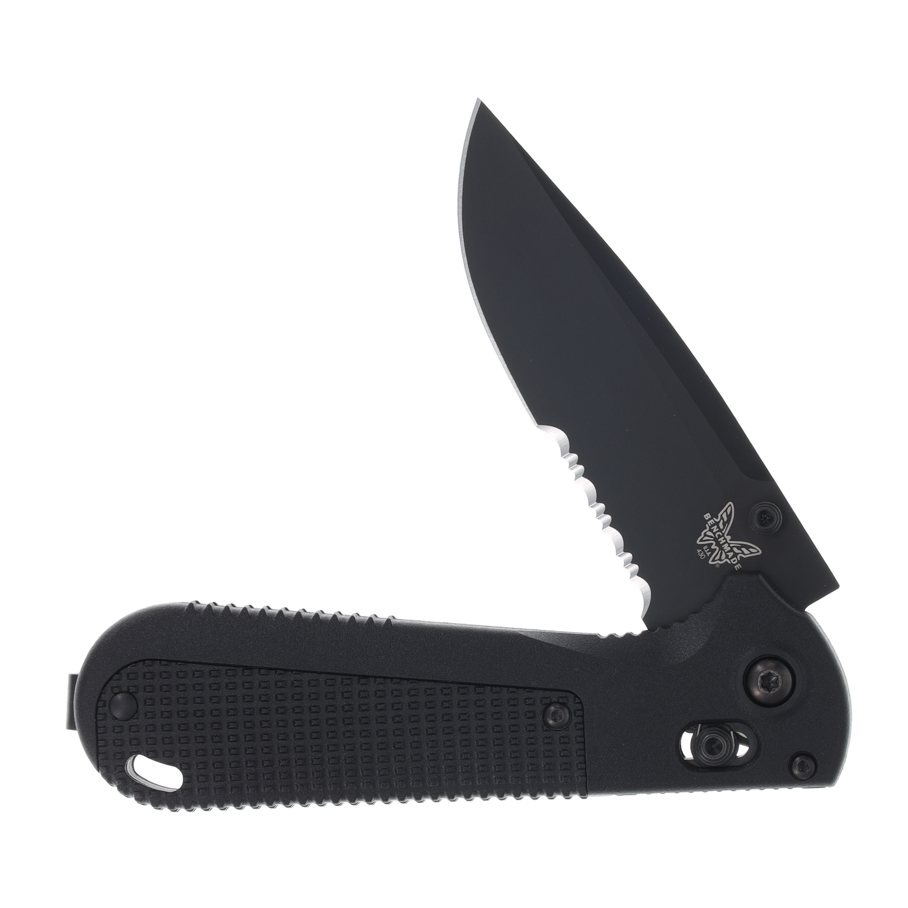 Benchmade Redoubt 3.55in Partially Serrated Black Cerakote Drop Point BM430SBK-02 View 3