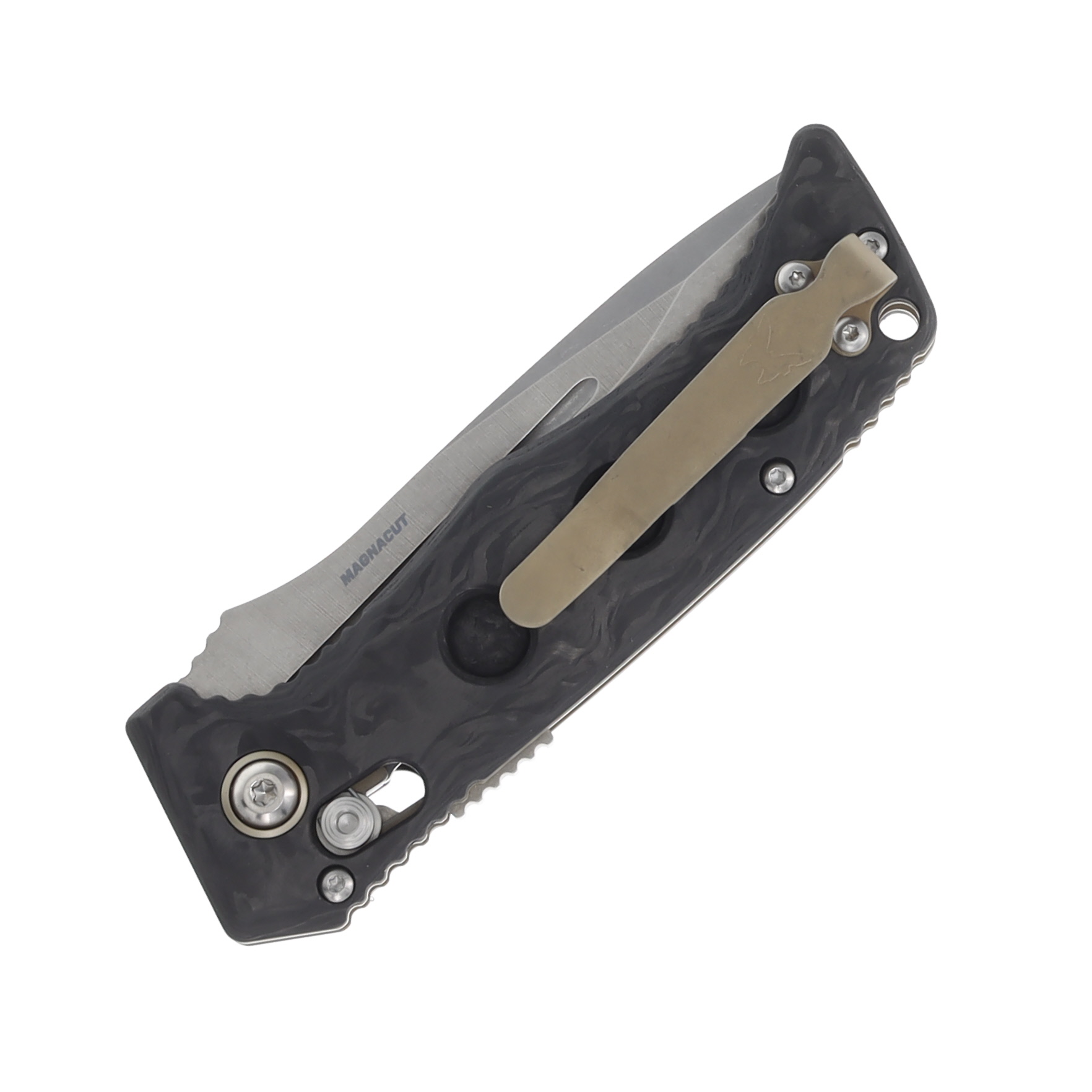 Benchmade Mini Adamas Out-The-Side Automatic Knife (Magnacut | Marbled Carbon Fiber) AUBM2730-03 View 4